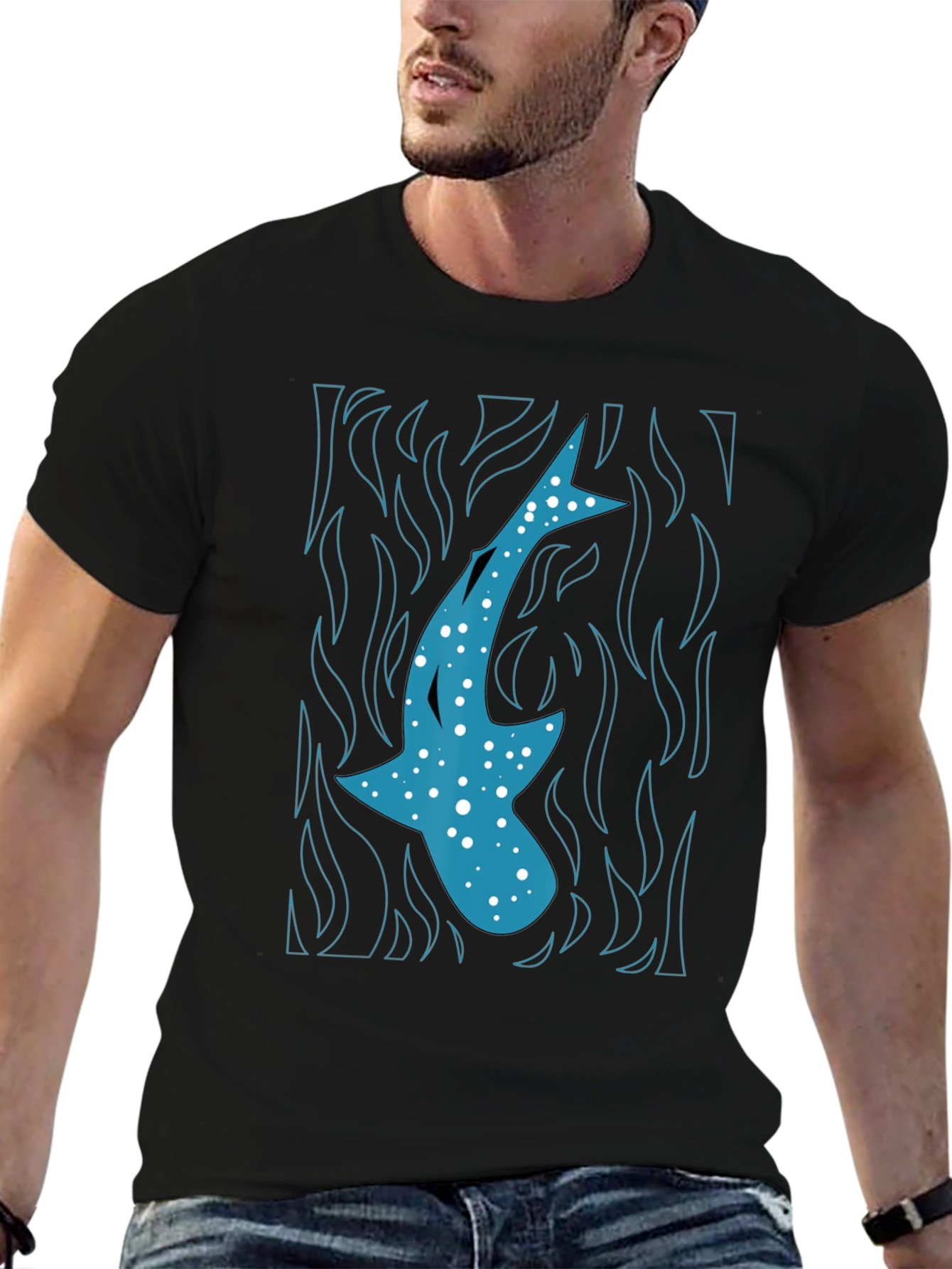 Whale Shark Graphic Tee - Mens Black T-Shirt