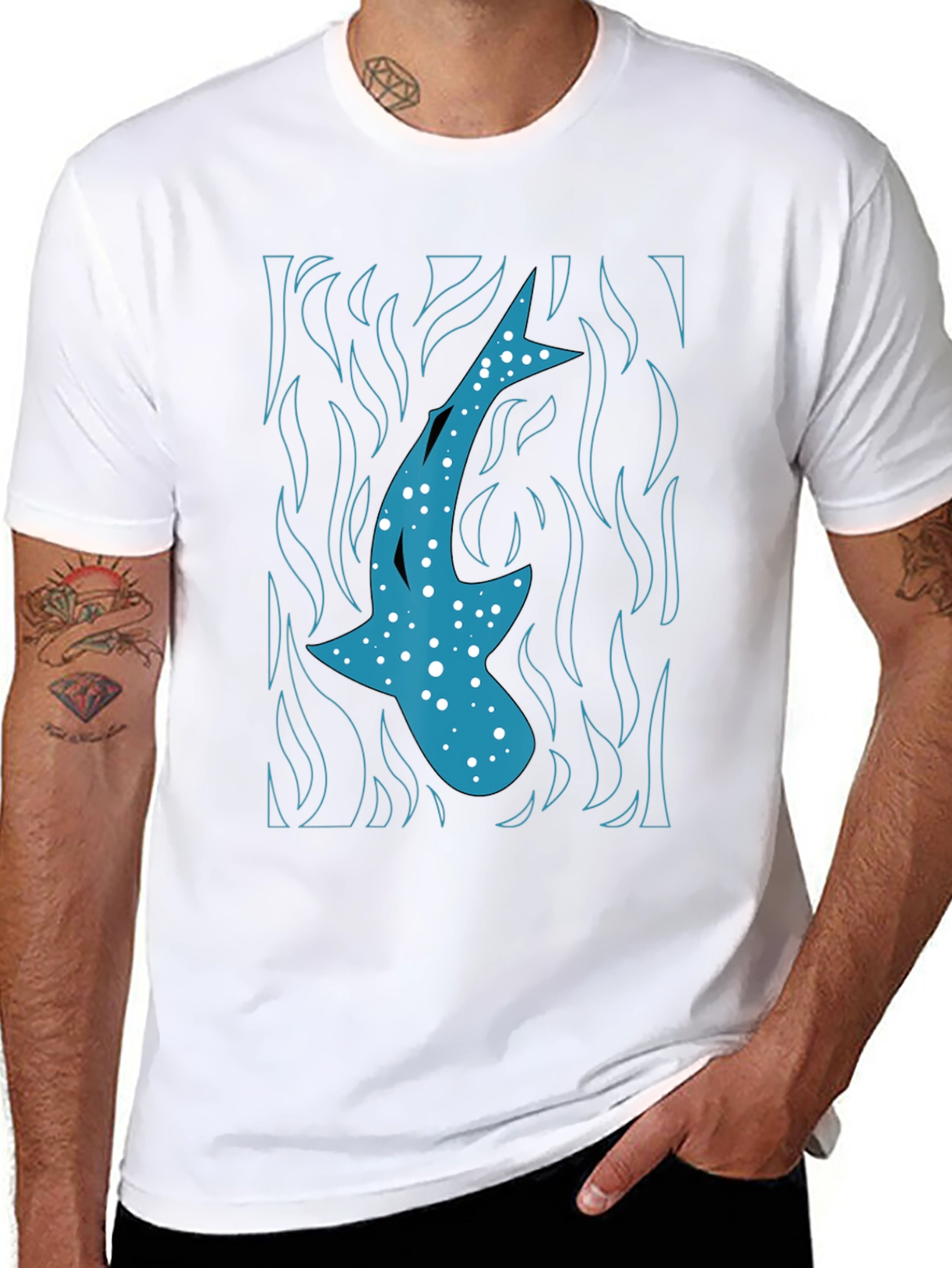 Whale Shark Graphic Tee - Mens Black T-Shirt