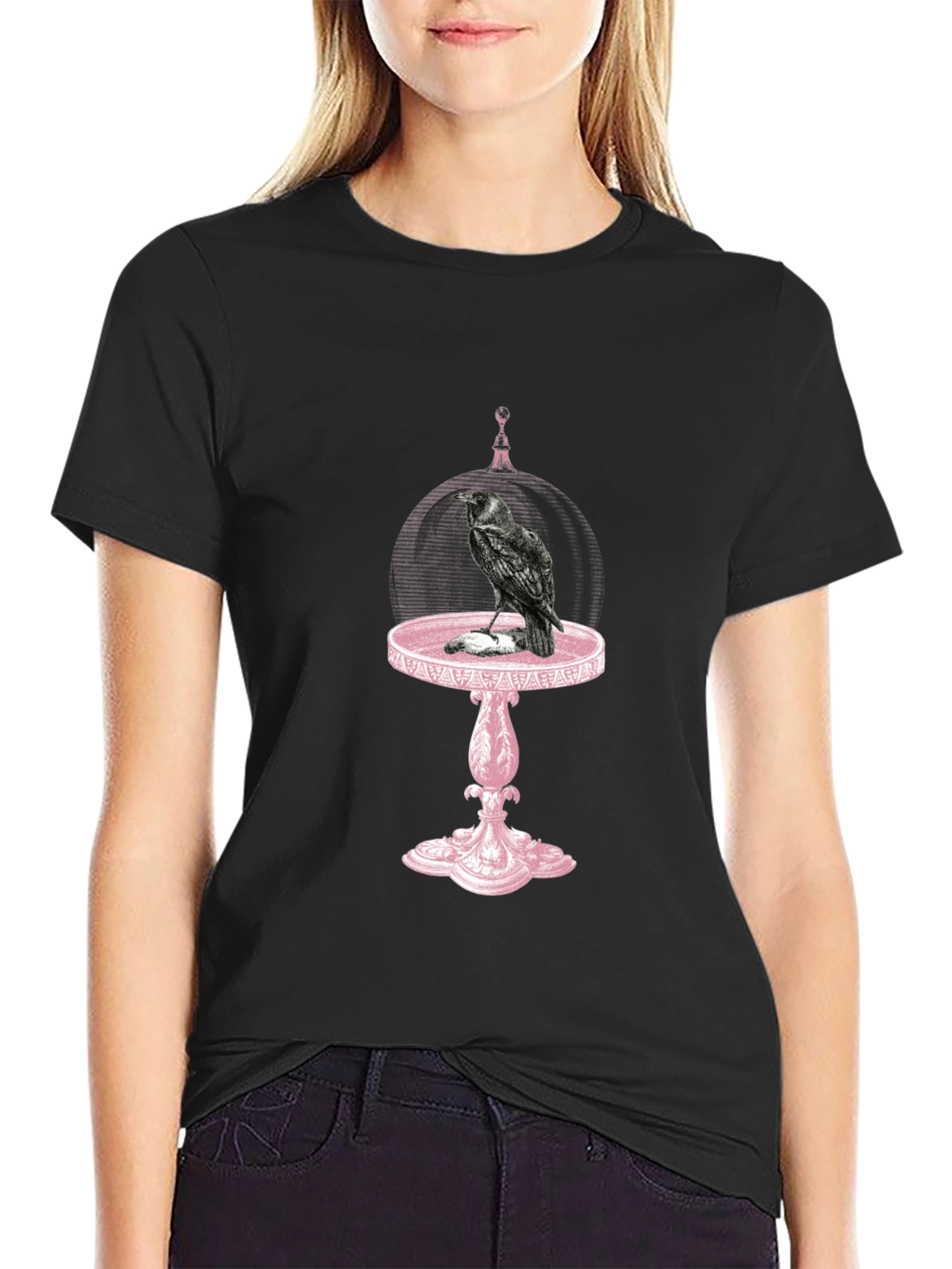 Raven on Table T-Shirt - Gothic Style