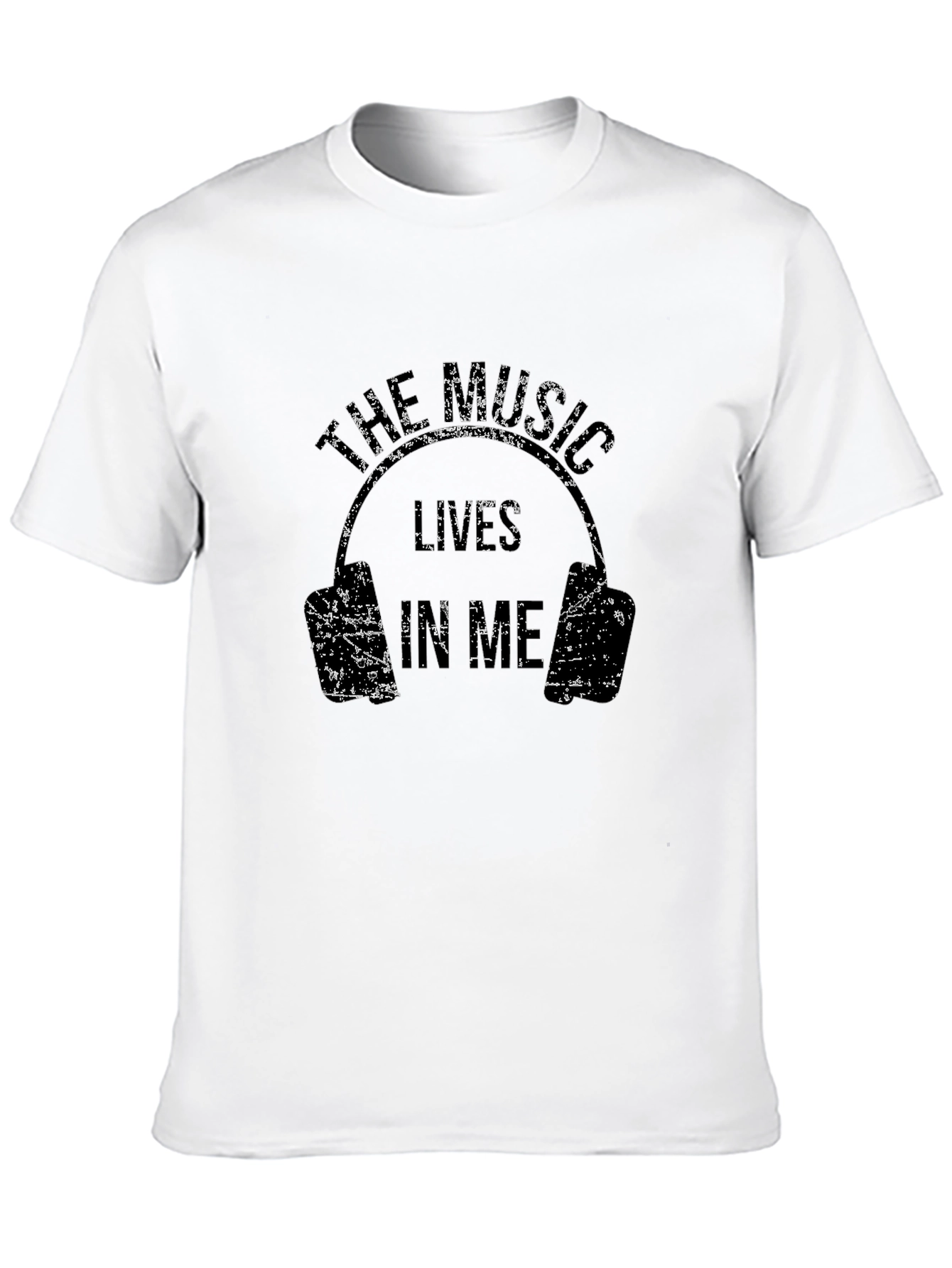 The Music Lives In Me Headphones Black T-Shirt