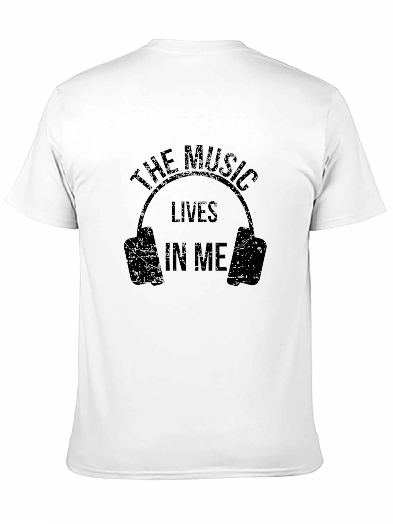 The Music Lives In Me Headphones Black T-Shirt