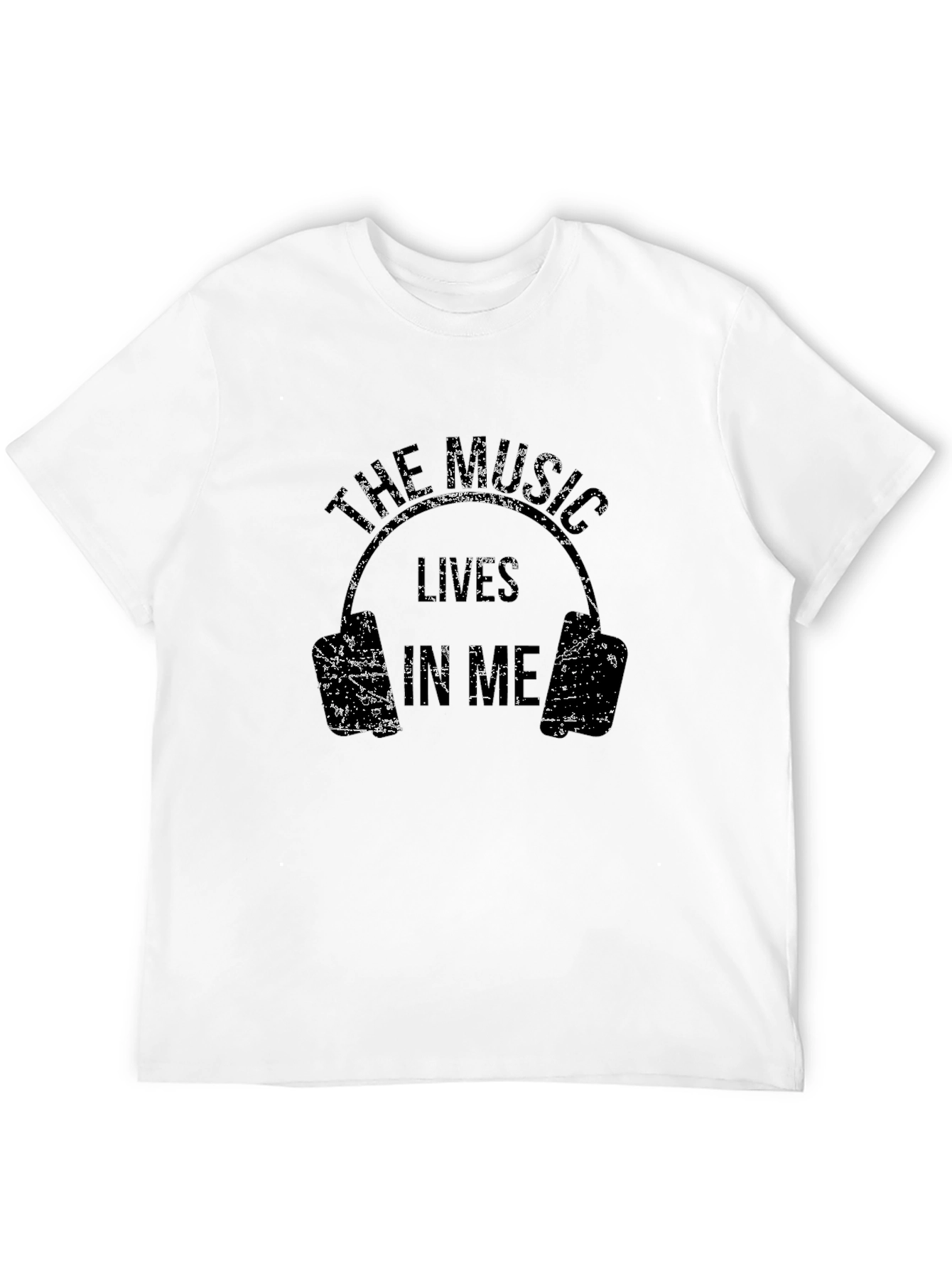 The Music Lives In Me Headphones Black T-Shirt