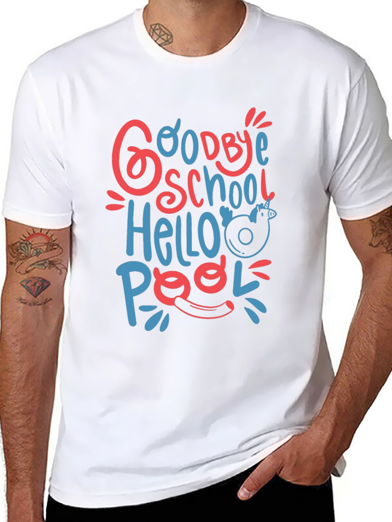 Goodbye School Hello Pool Graphic Tee - Black