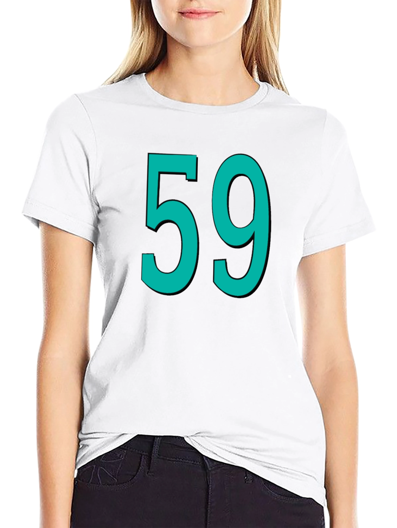 Number 59 Graphic Tee - Black Cotton Casual