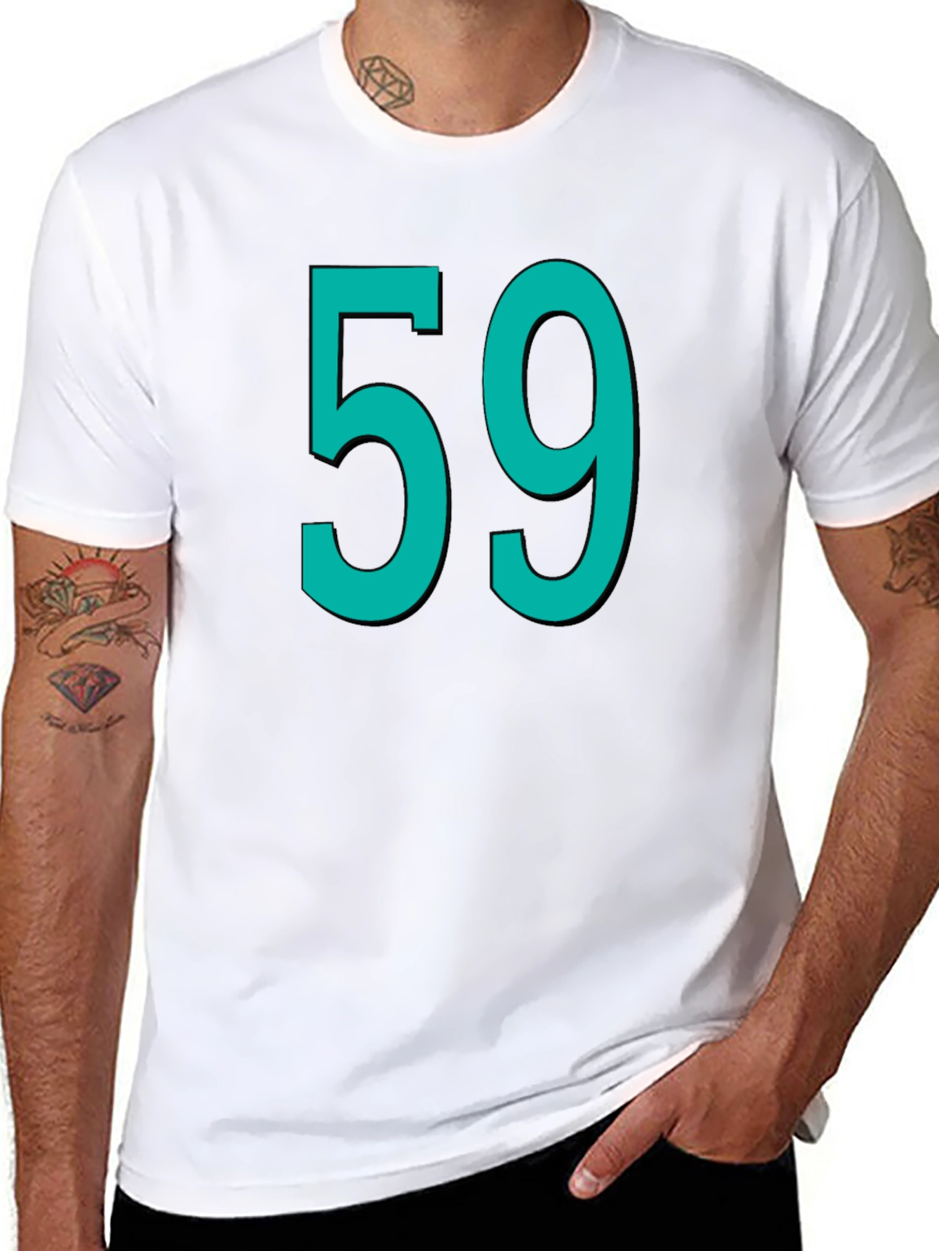 Number 59 Graphic Tee - Black Cotton Casual