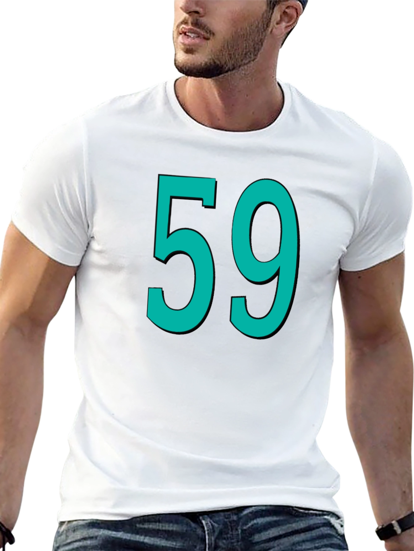 Number 59 Graphic Tee - Black Cotton Casual