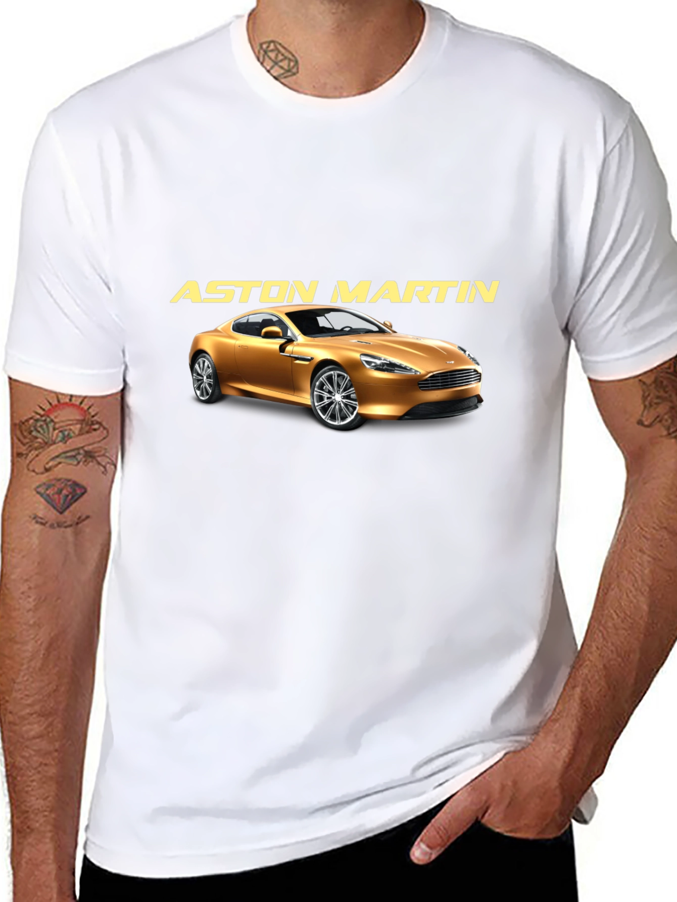 Aston Martin Car Graphic Tee - Black Cotton