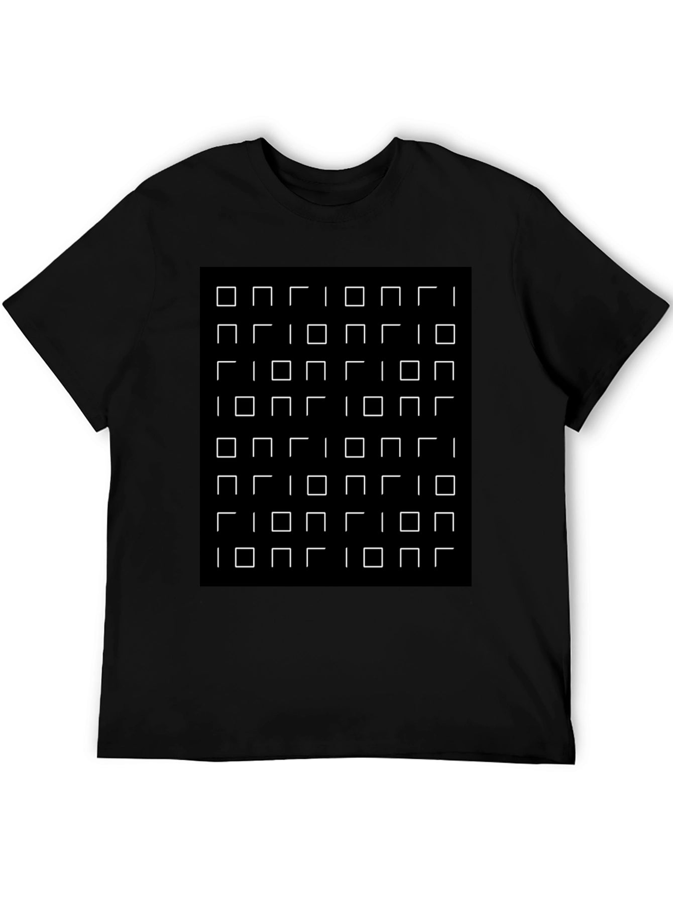 Optical Illusion Square Grid Black T-Shirt