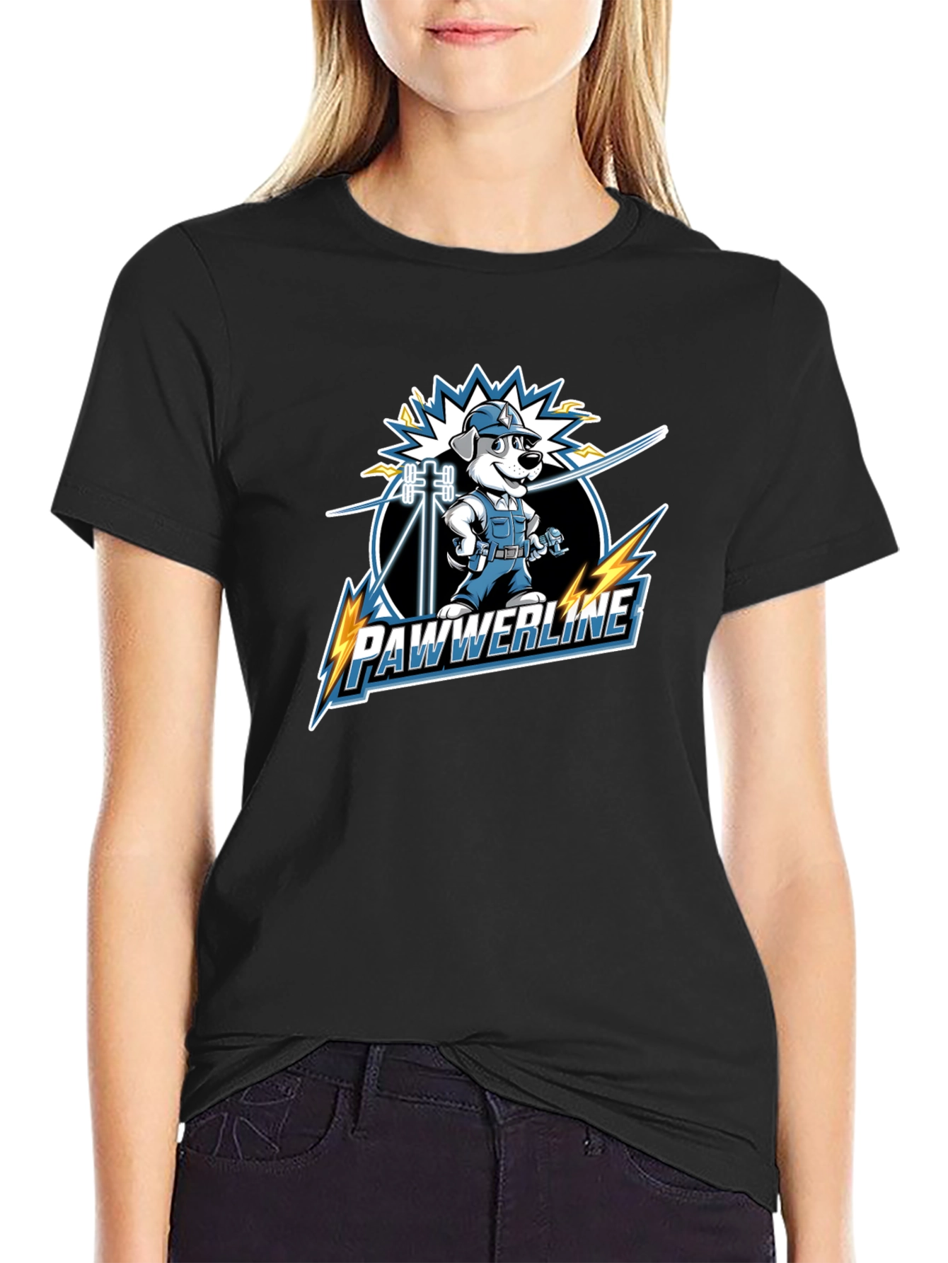 Pawwerline Electrician Dog Graphic T-Shirt