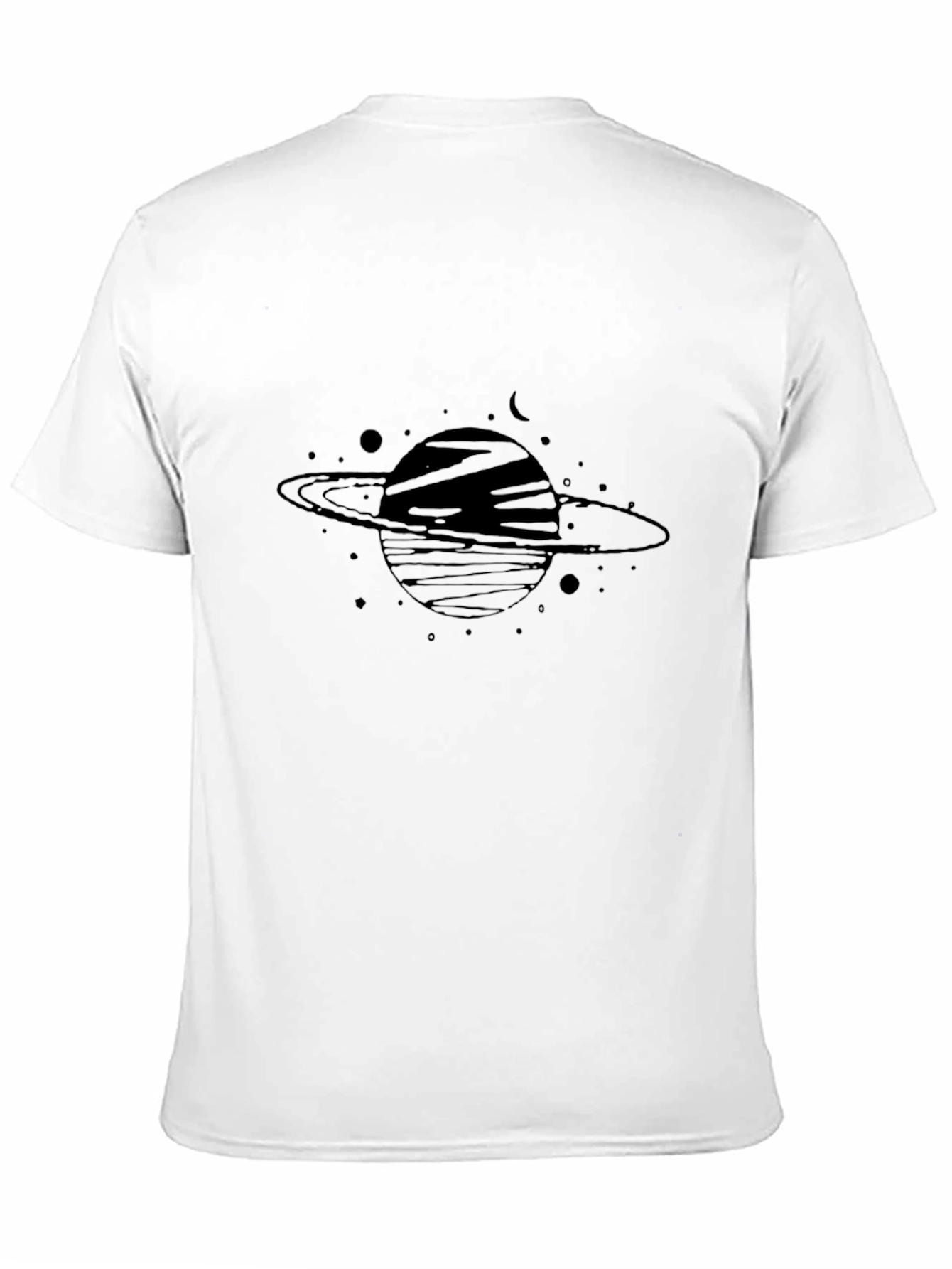 Saturn Graphic Black T-Shirt - Trendy Space Design
