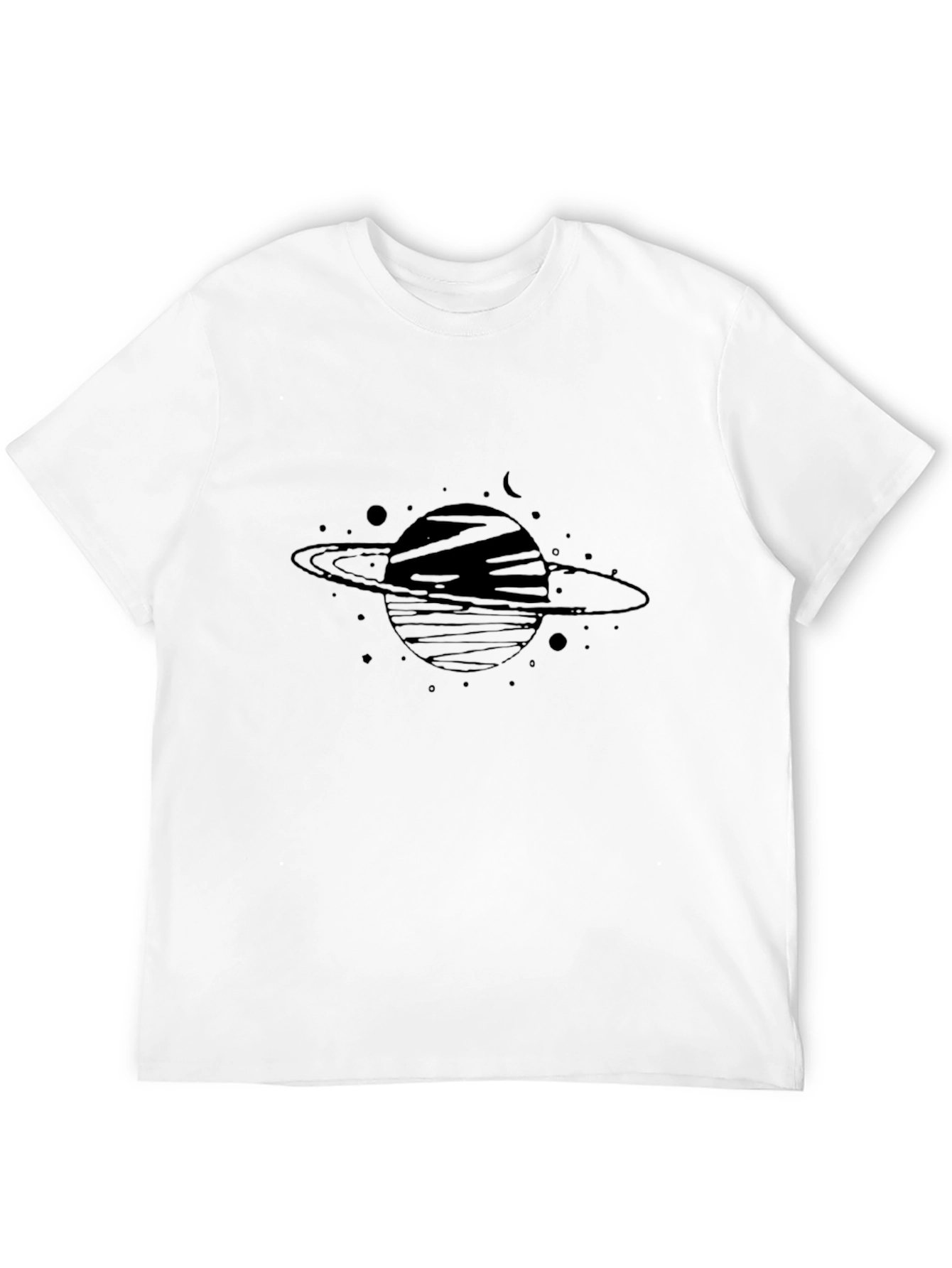 Saturn Graphic Black T-Shirt - Trendy Space Design
