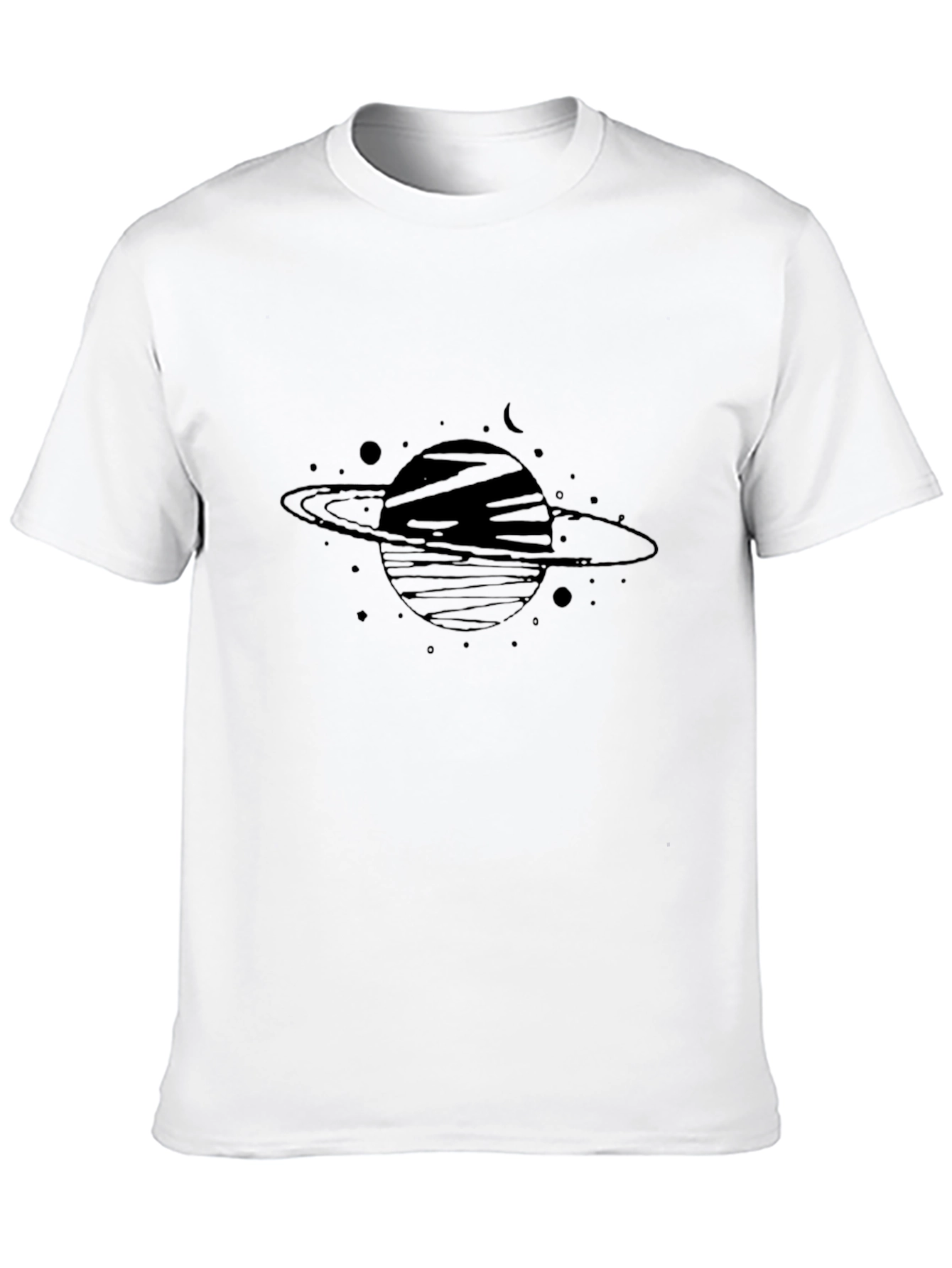 Saturn Graphic Black T-Shirt - Trendy Space Design
