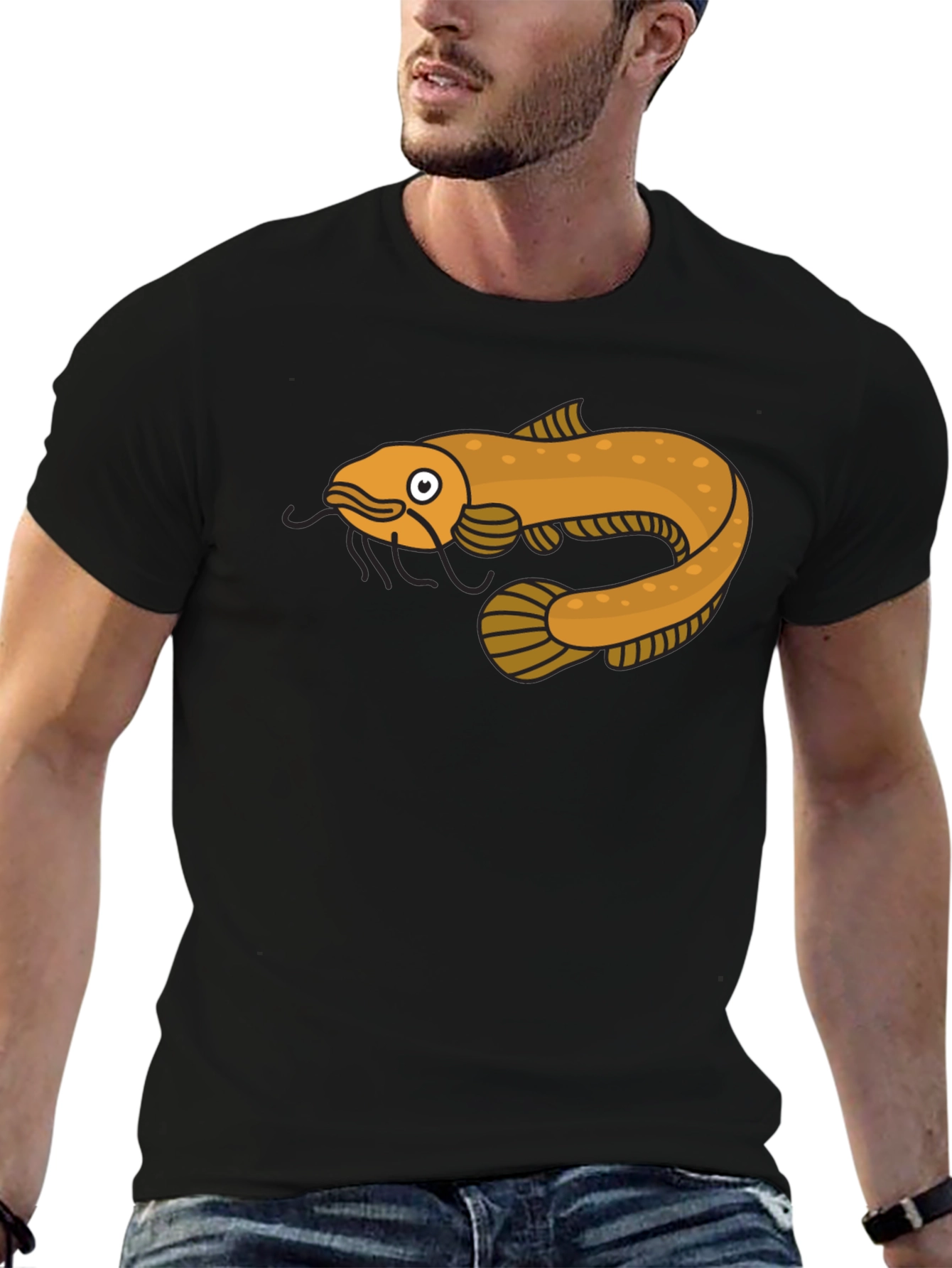 Cool Catfish Graphic T-Shirt - Black Cotton Tee