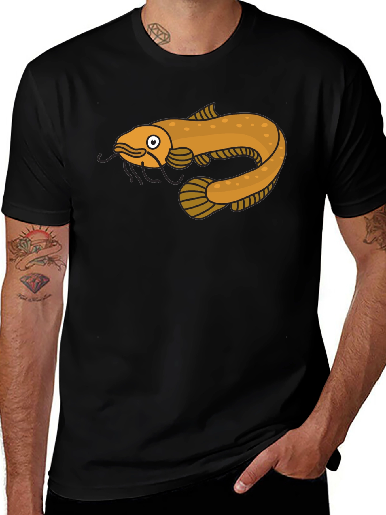 Cool Catfish Graphic T-Shirt - Black Cotton Tee