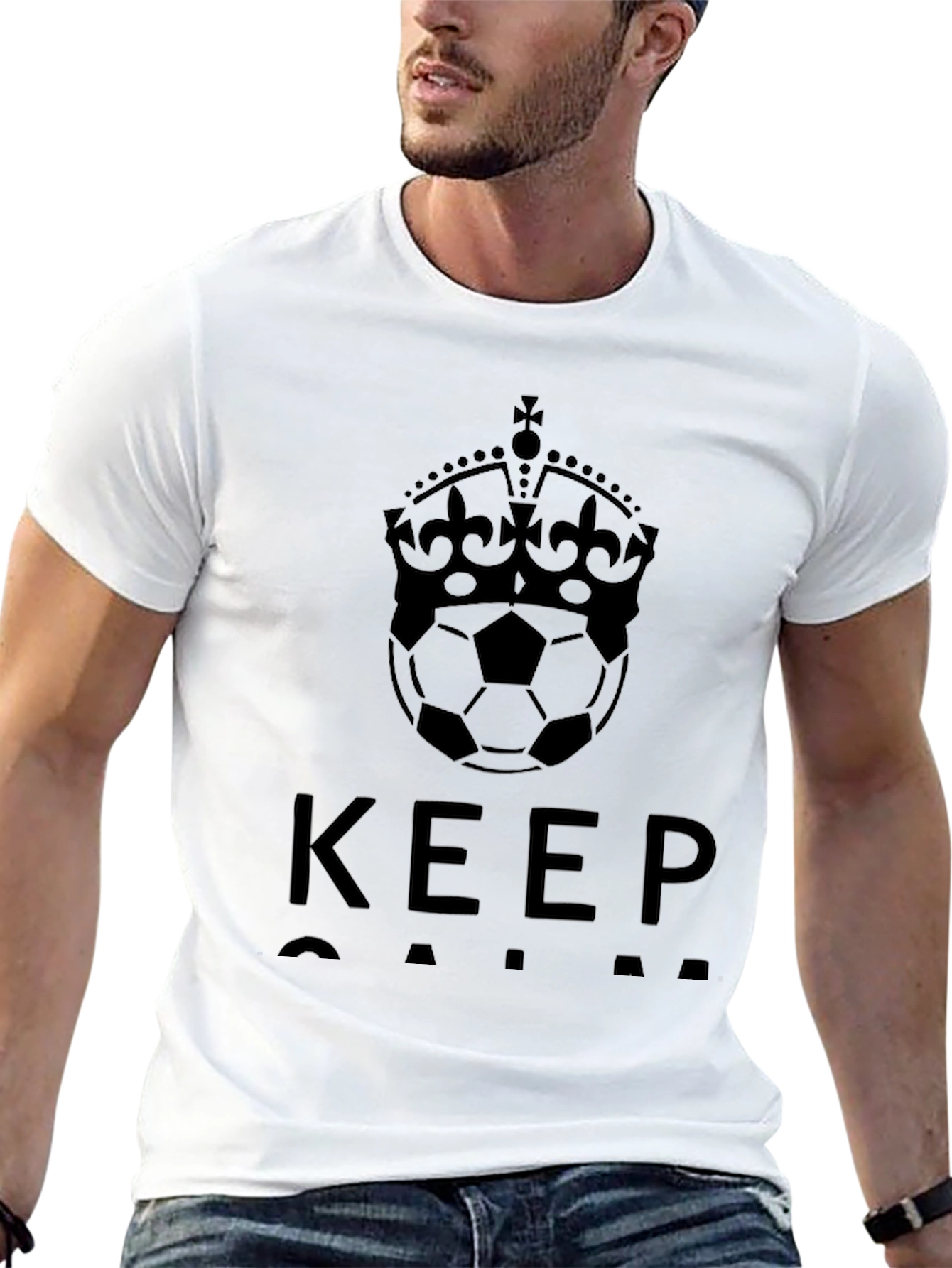 Keep Calm Soccer Crown Black T-Shirt