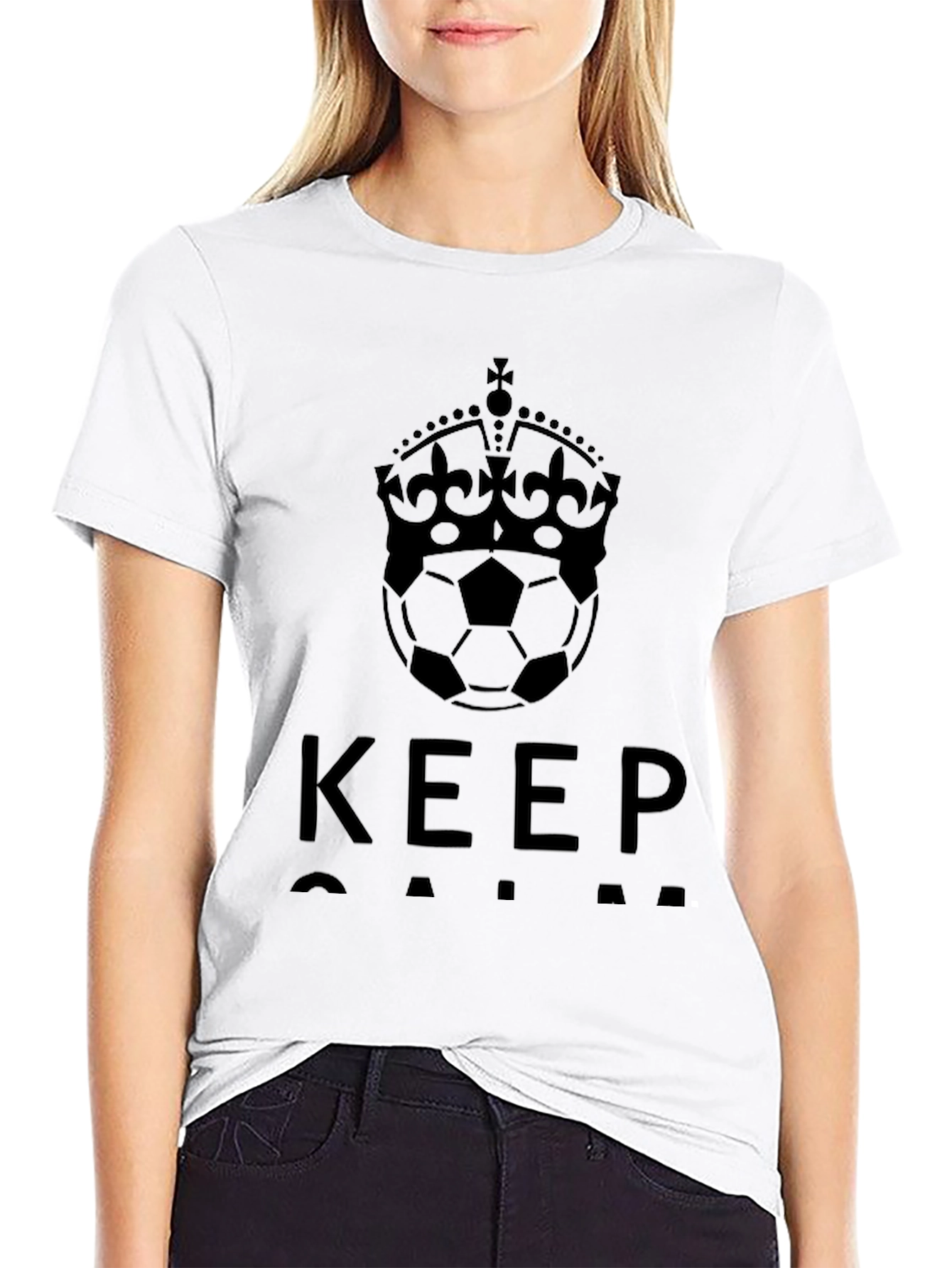 Keep Calm Soccer Crown Black T-Shirt