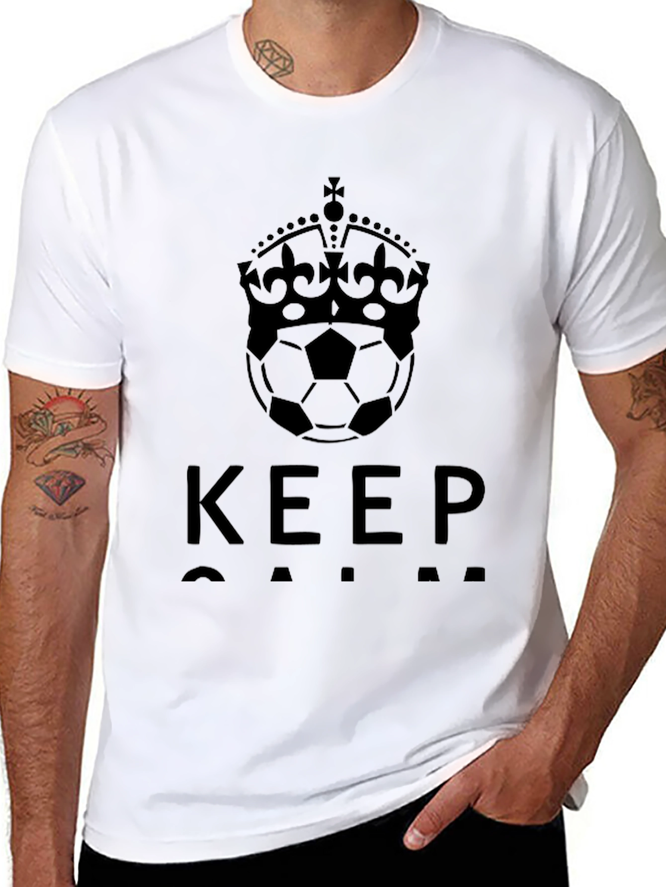 Keep Calm Soccer Crown Black T-Shirt