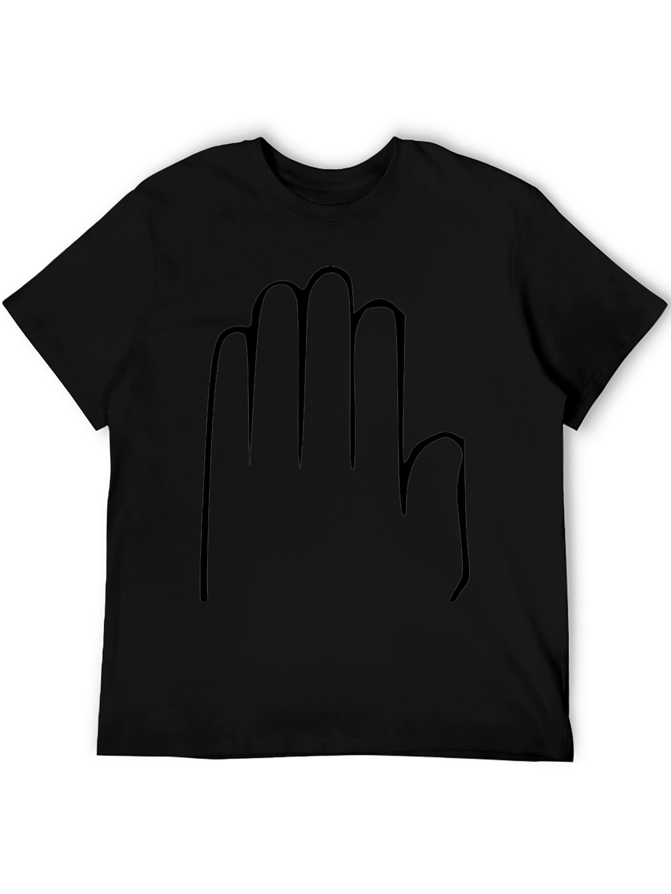 Black T-Shirt with Hand Outline Graphic Tee Casual Wear
