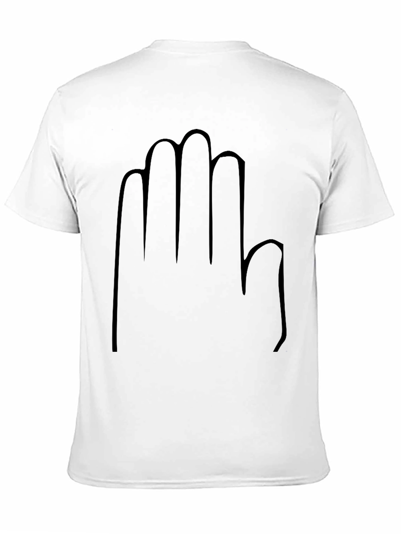 Black T-Shirt with Hand Outline Graphic Tee Casual Wear