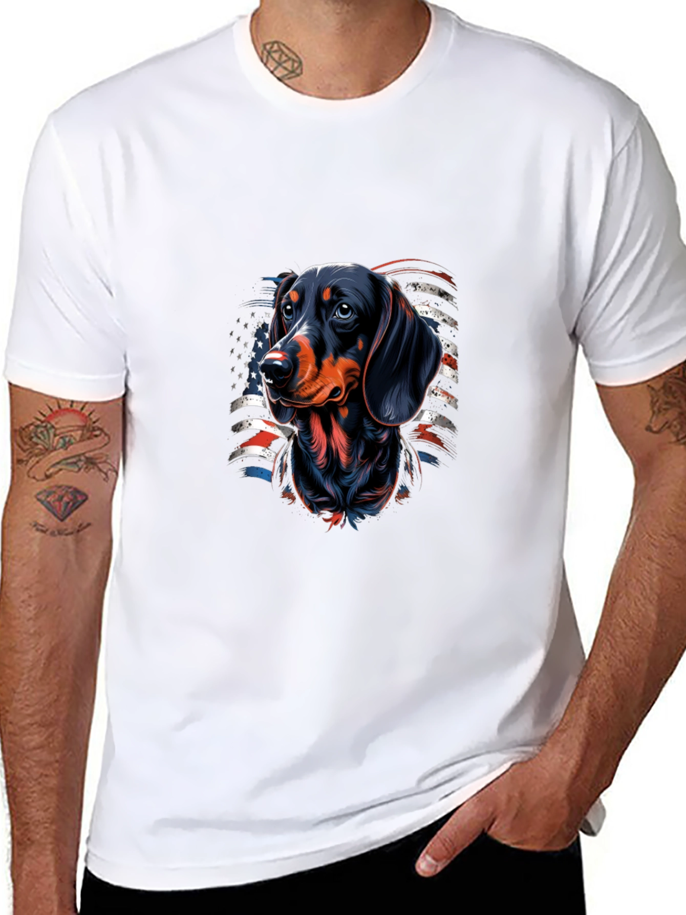 Dachshund USA Flag Graphic T-Shirt
