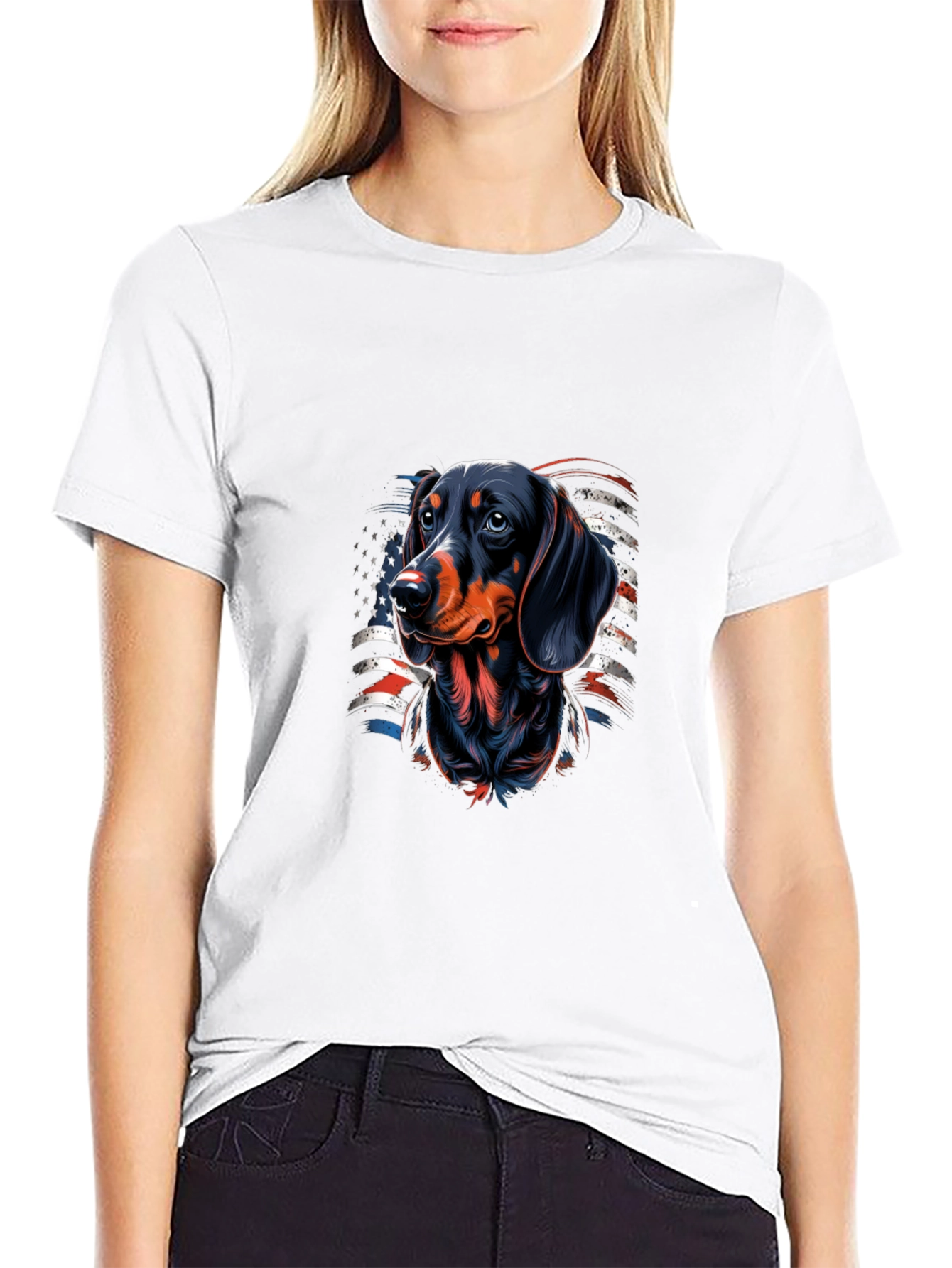 Dachshund USA Flag Graphic T-Shirt