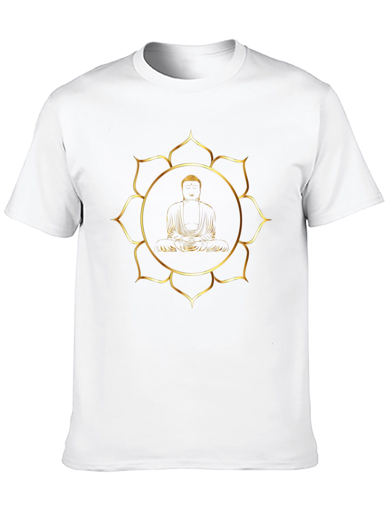 Buddha Gold Lotus Graphic Black T-Shirt