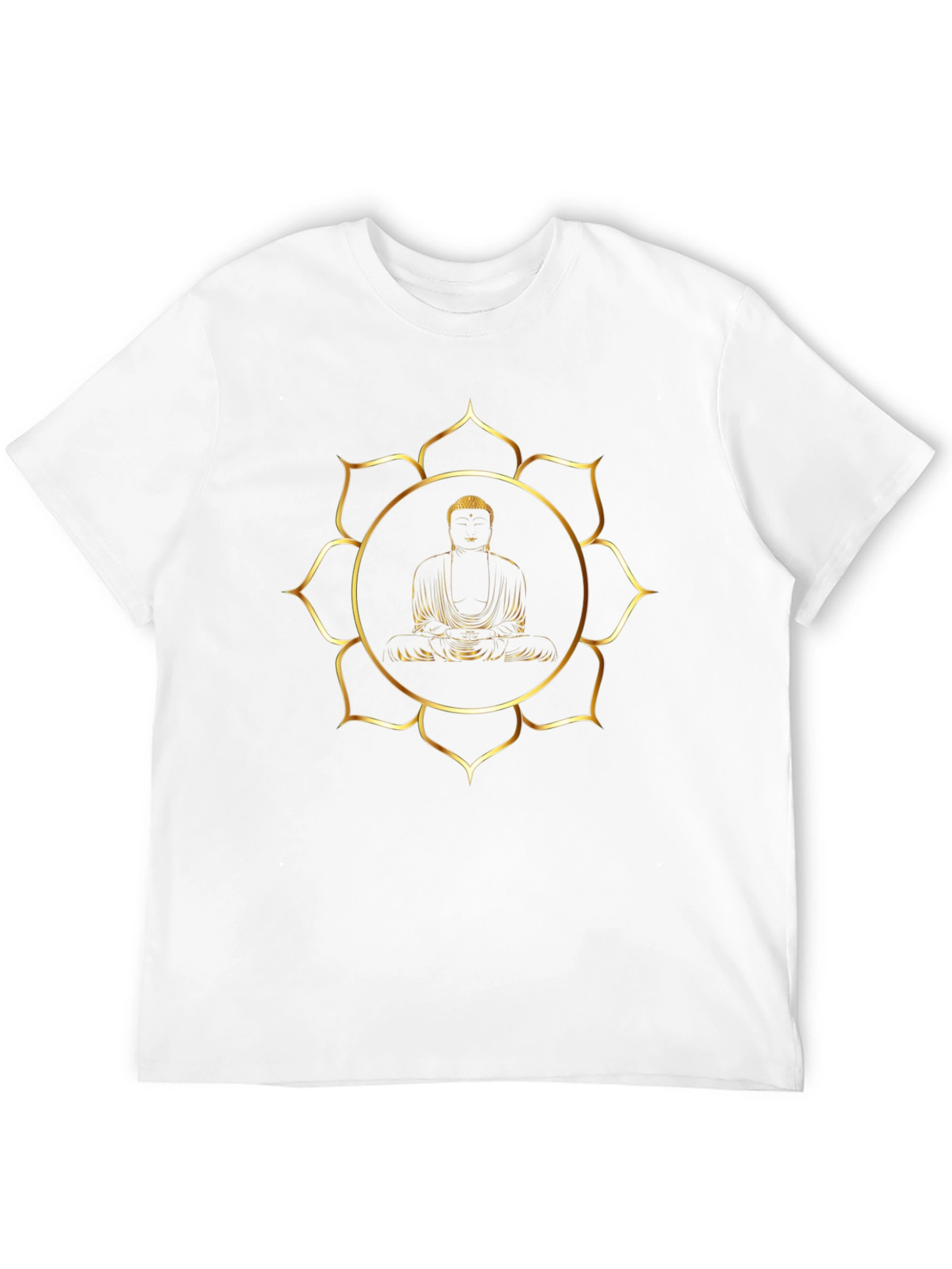 Buddha Gold Lotus Graphic Black T-Shirt