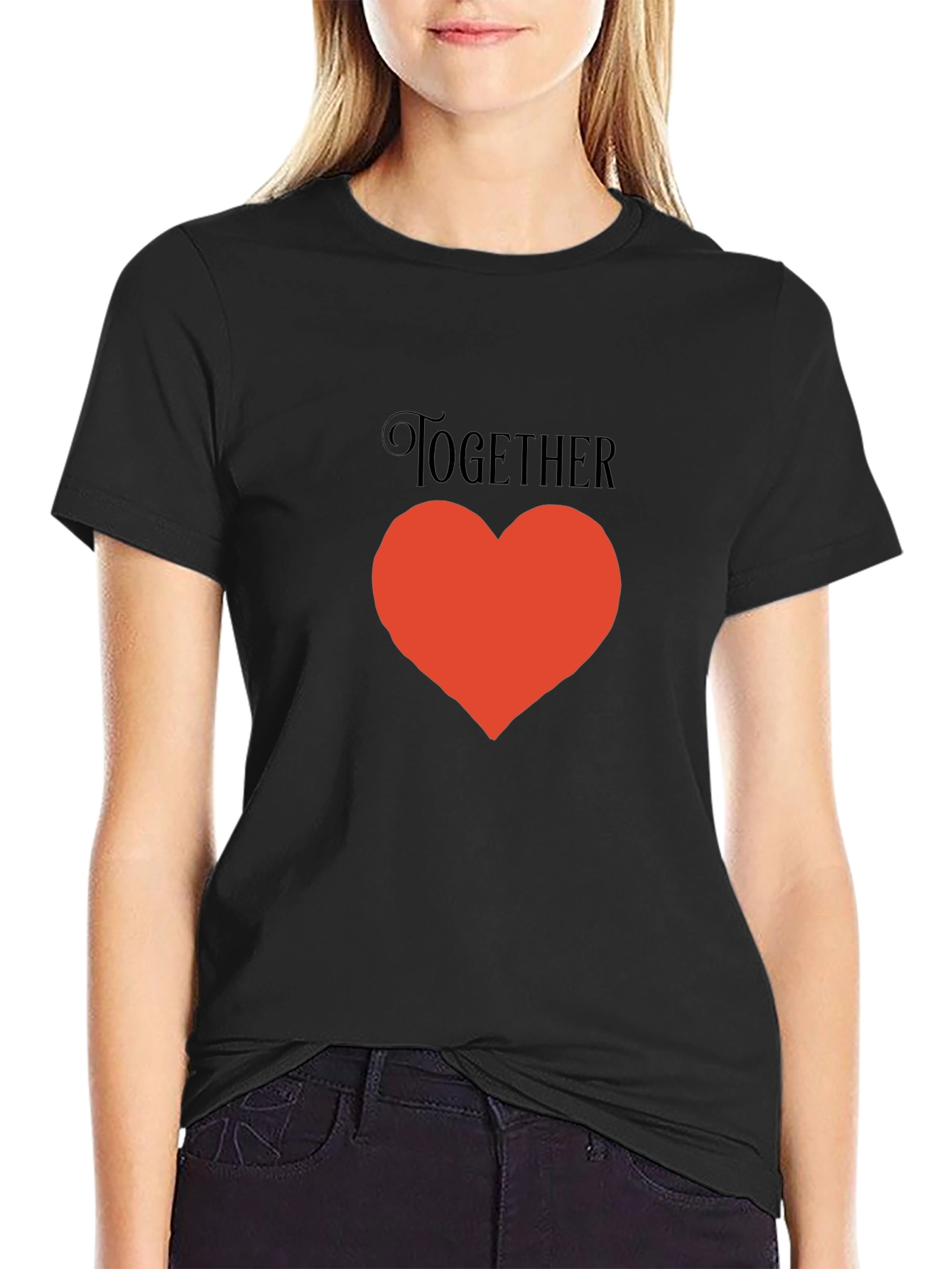 Together Heart Graphic Black T-Shirt