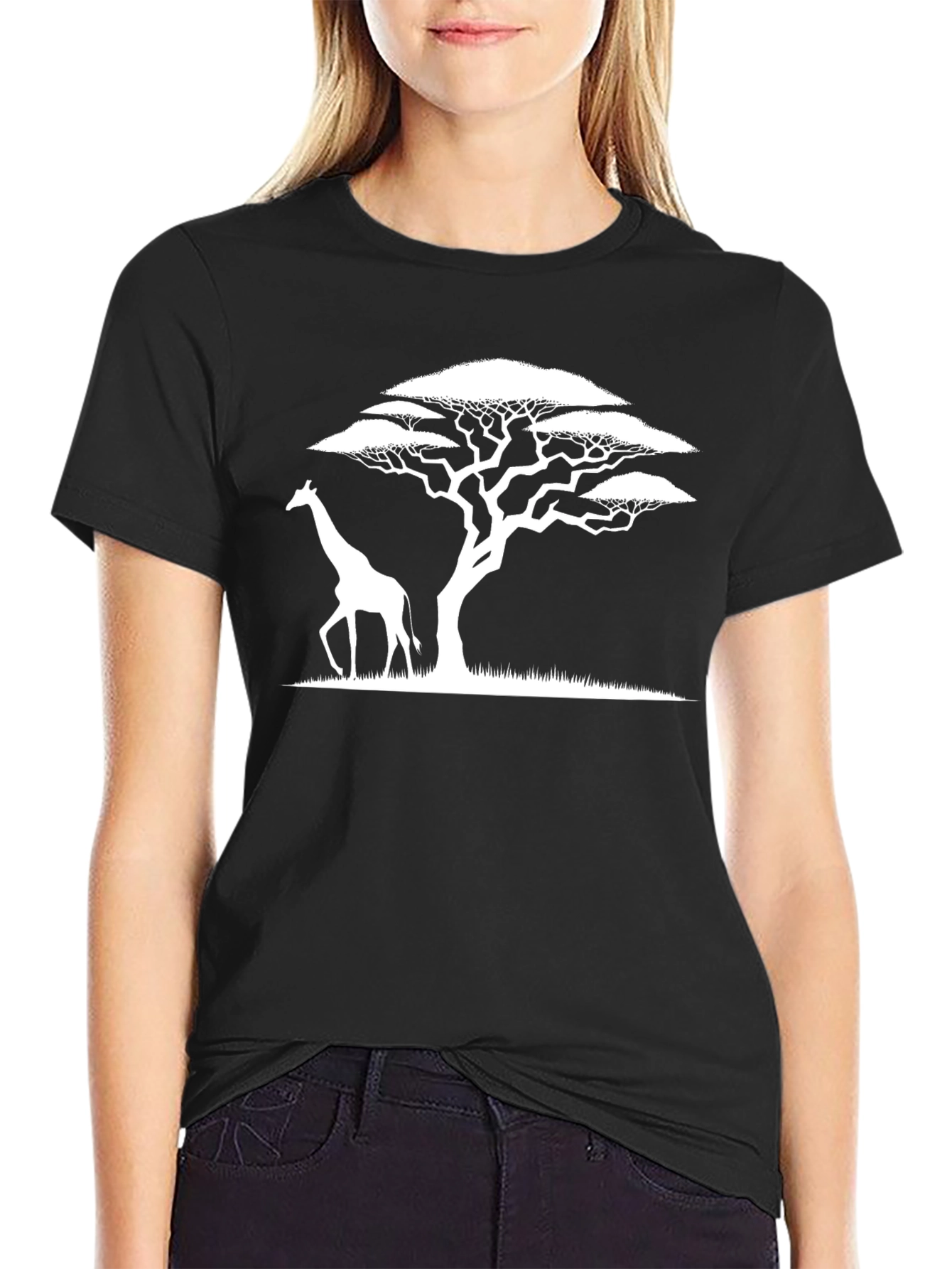 Giraffe and Acacia Tree Graphic Tee