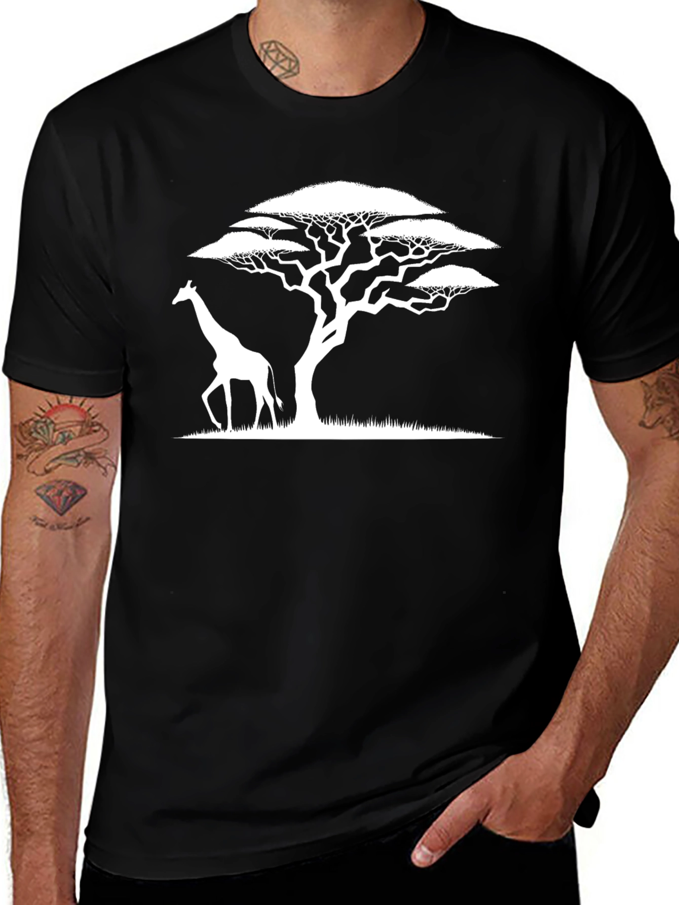 Giraffe and Acacia Tree Graphic Tee