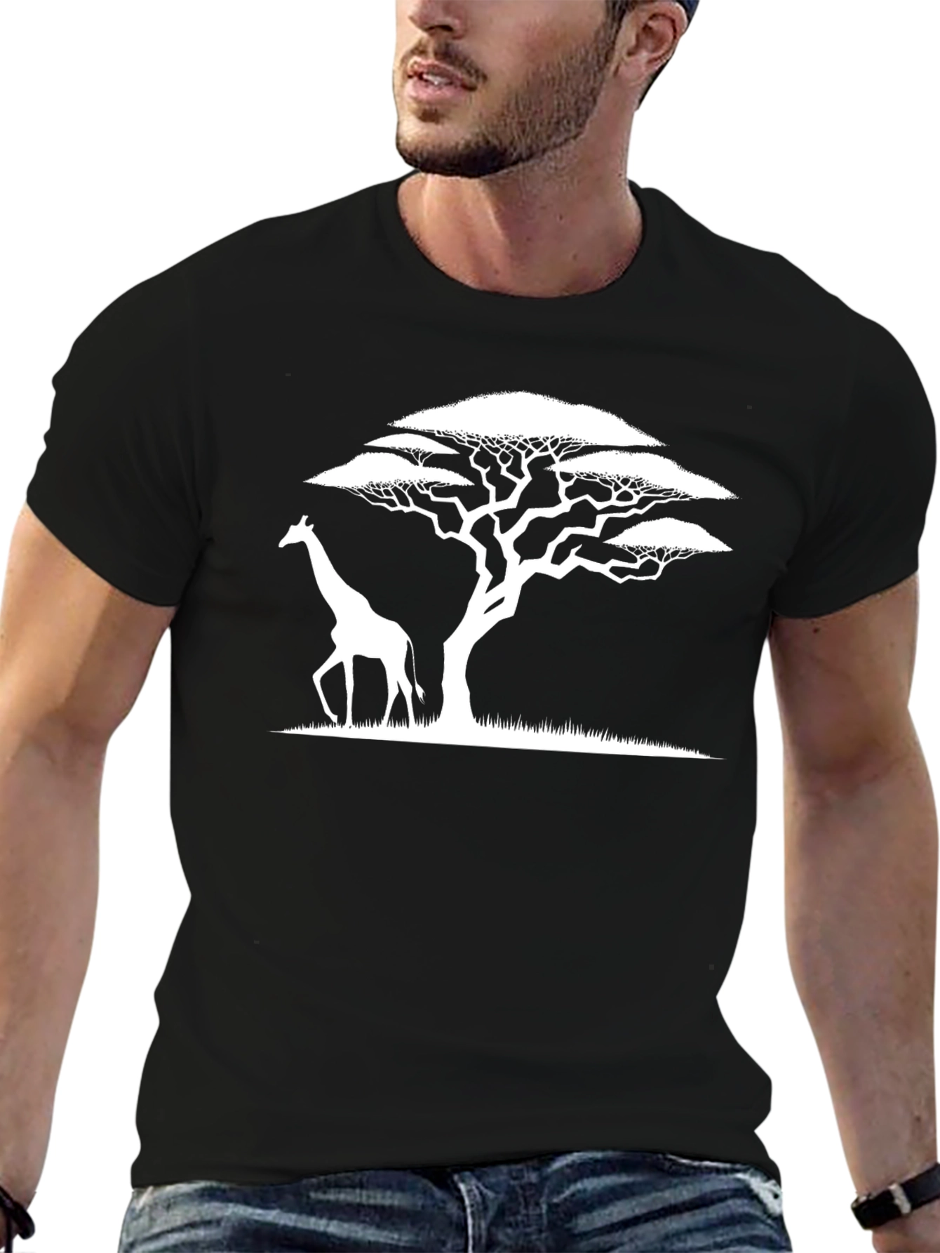 Giraffe and Acacia Tree Graphic Tee