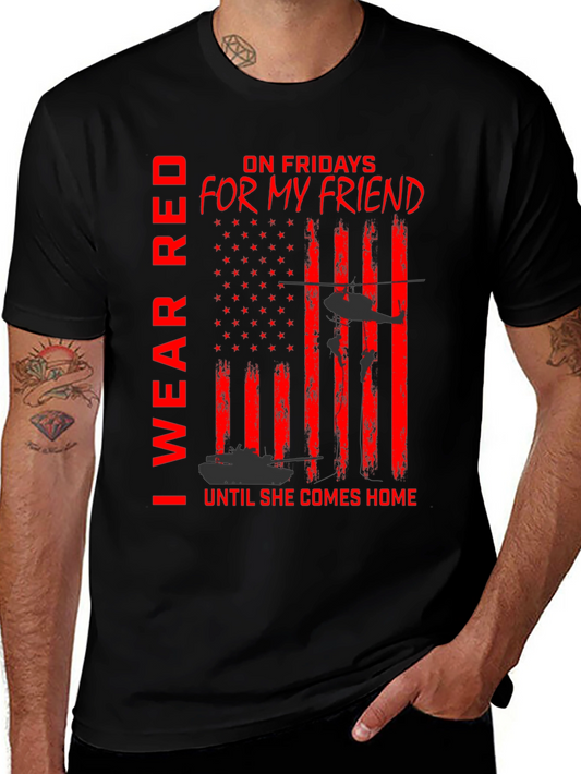I Wear Red For My Friend T-Shirt - Military Support Tee