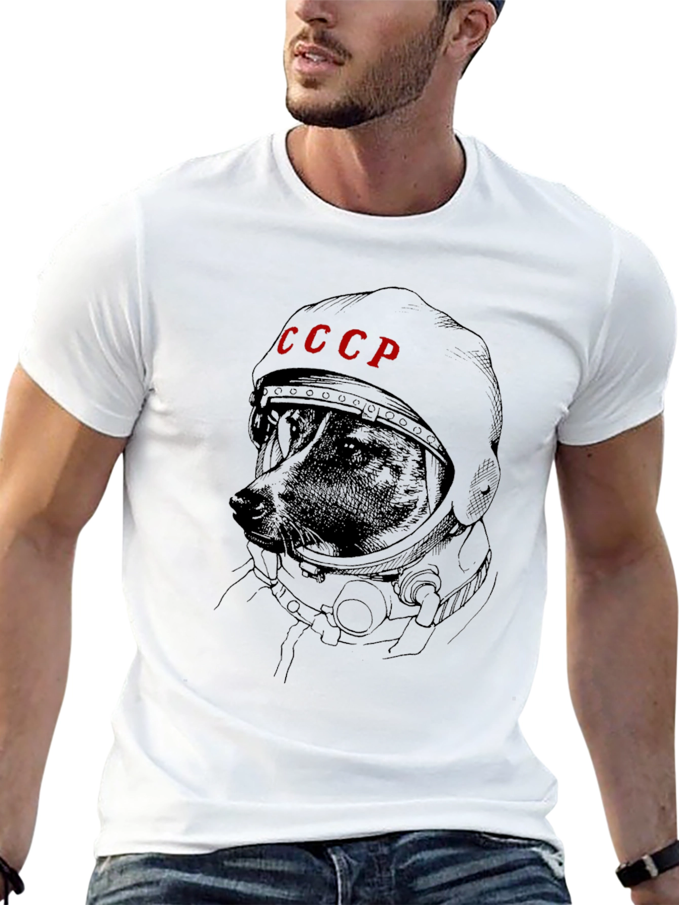 Soviet Space Dog Graphic Tee - USSR Cosmonaut Dog