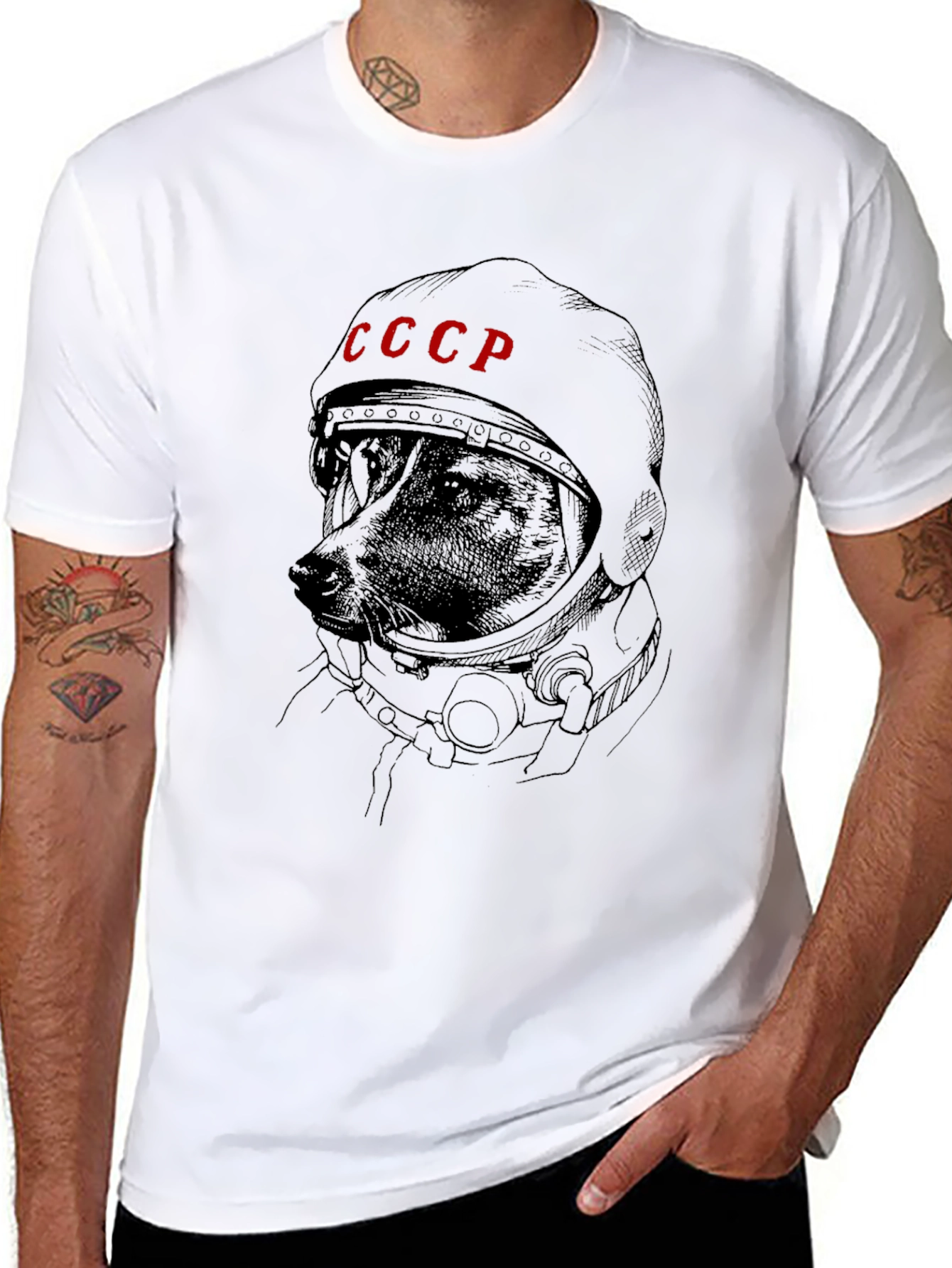 Soviet Space Dog Graphic Tee - USSR Cosmonaut Dog