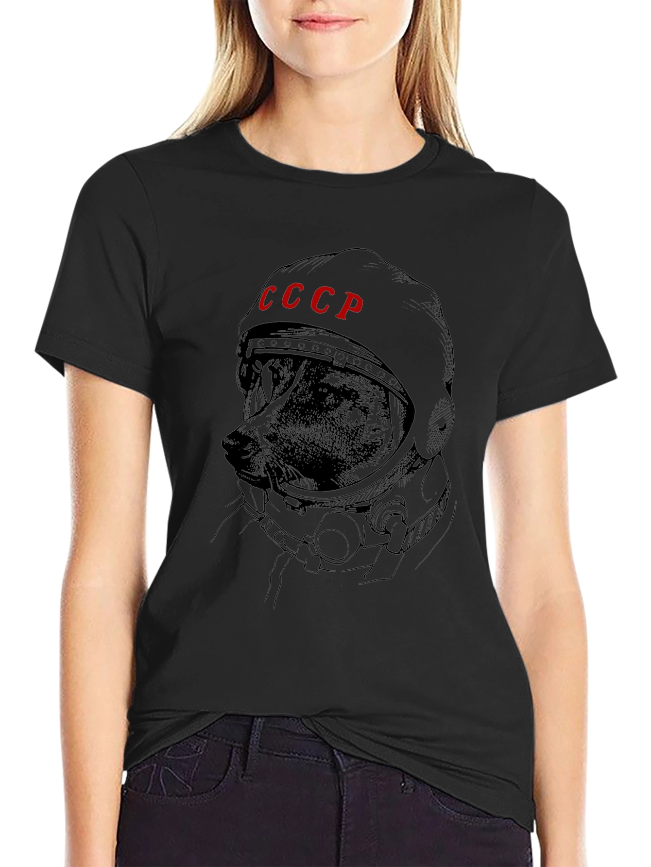 Soviet Space Dog Graphic Tee - USSR Cosmonaut Dog