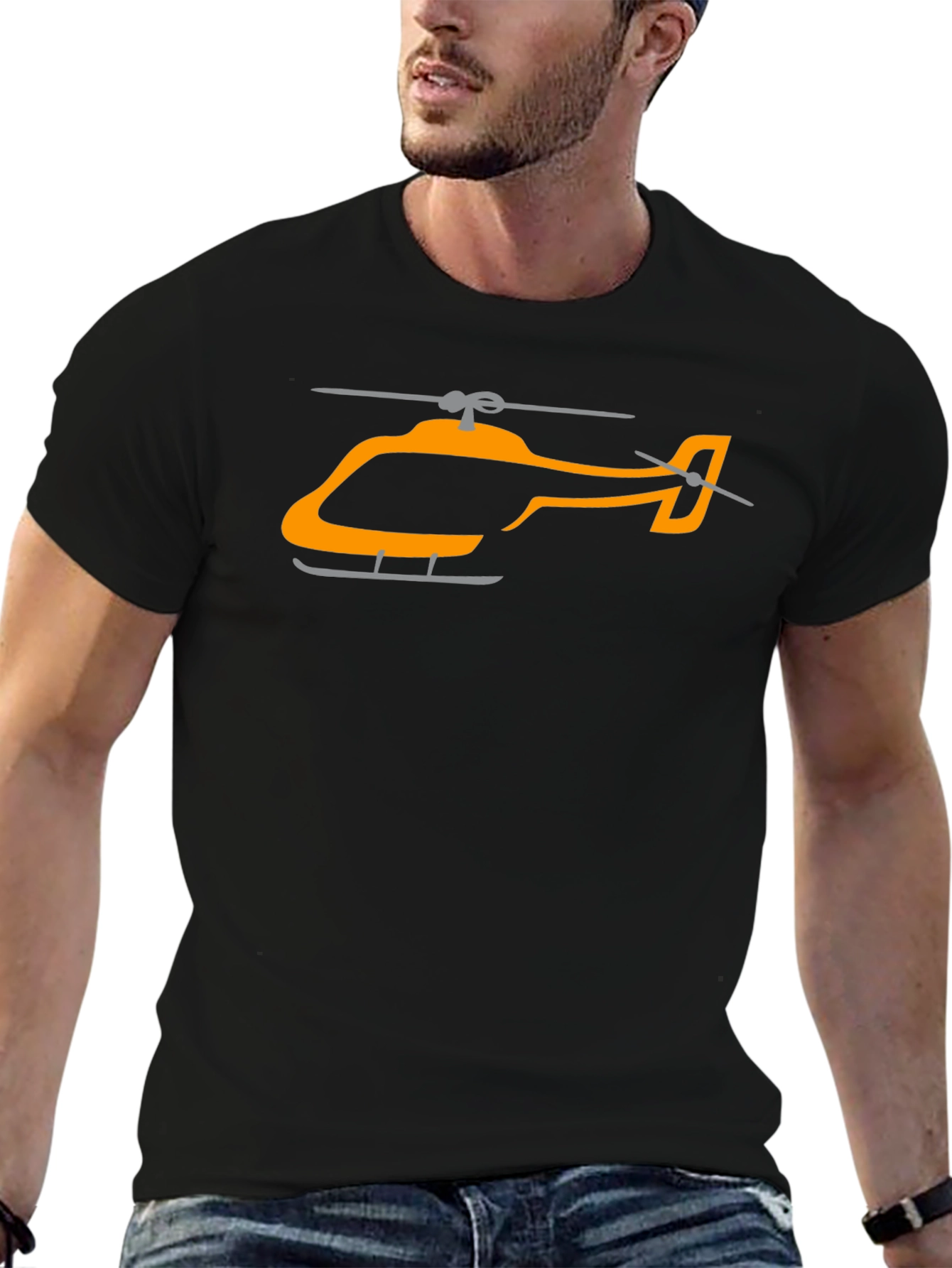 Helicopter Graphic T-Shirt - Modern Aviation Tee