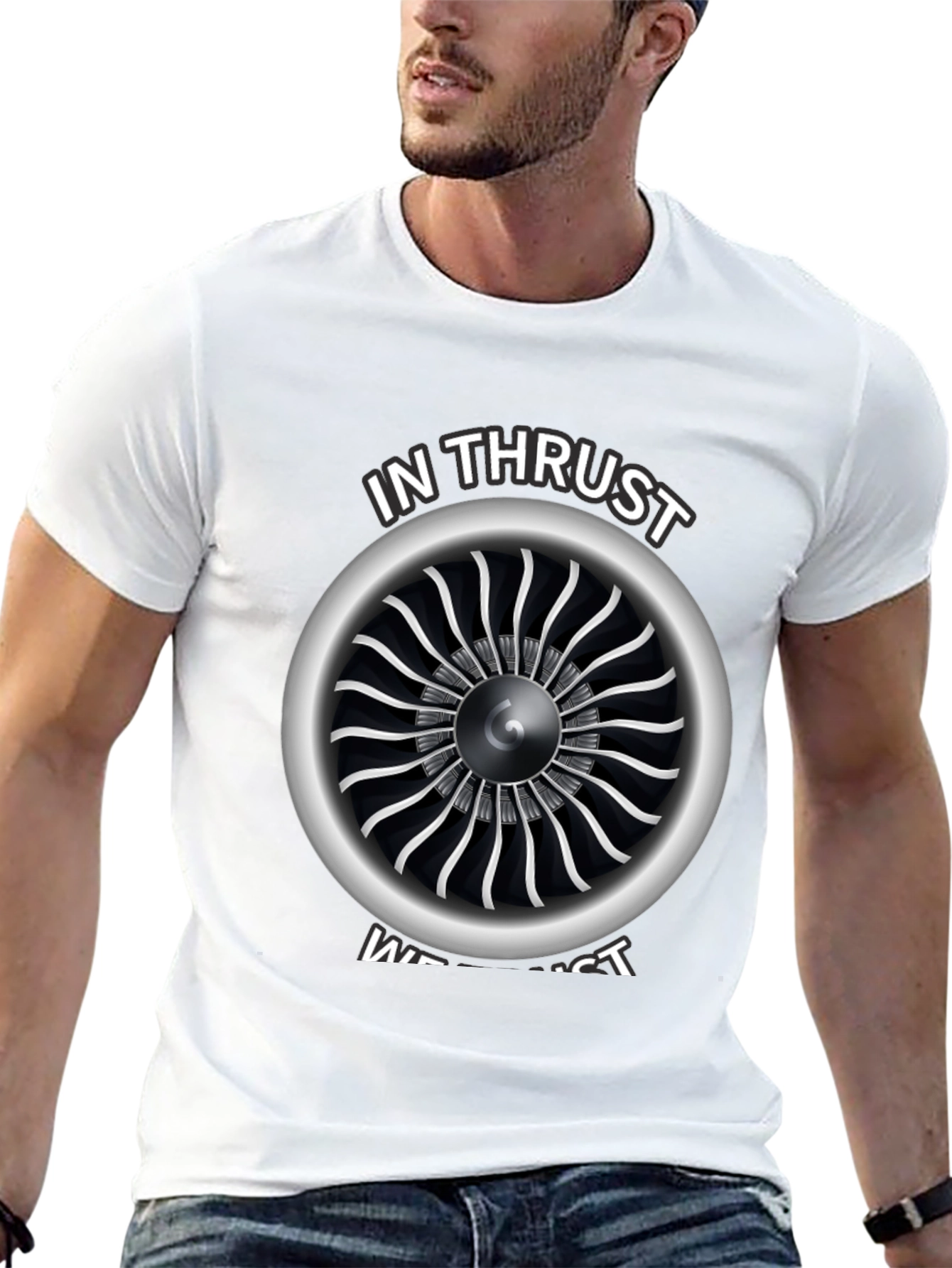 In Thrust We Trust Jet Engine Graphic Tee