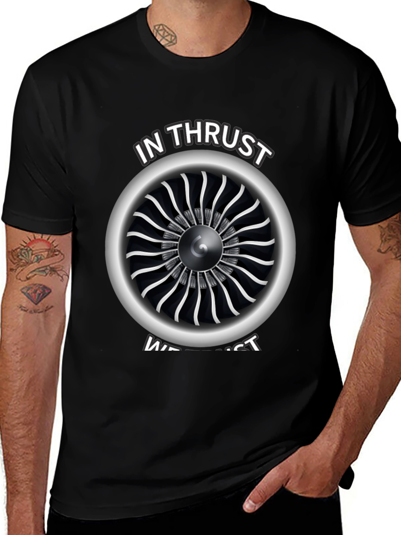 In Thrust We Trust Jet Engine Graphic Tee
