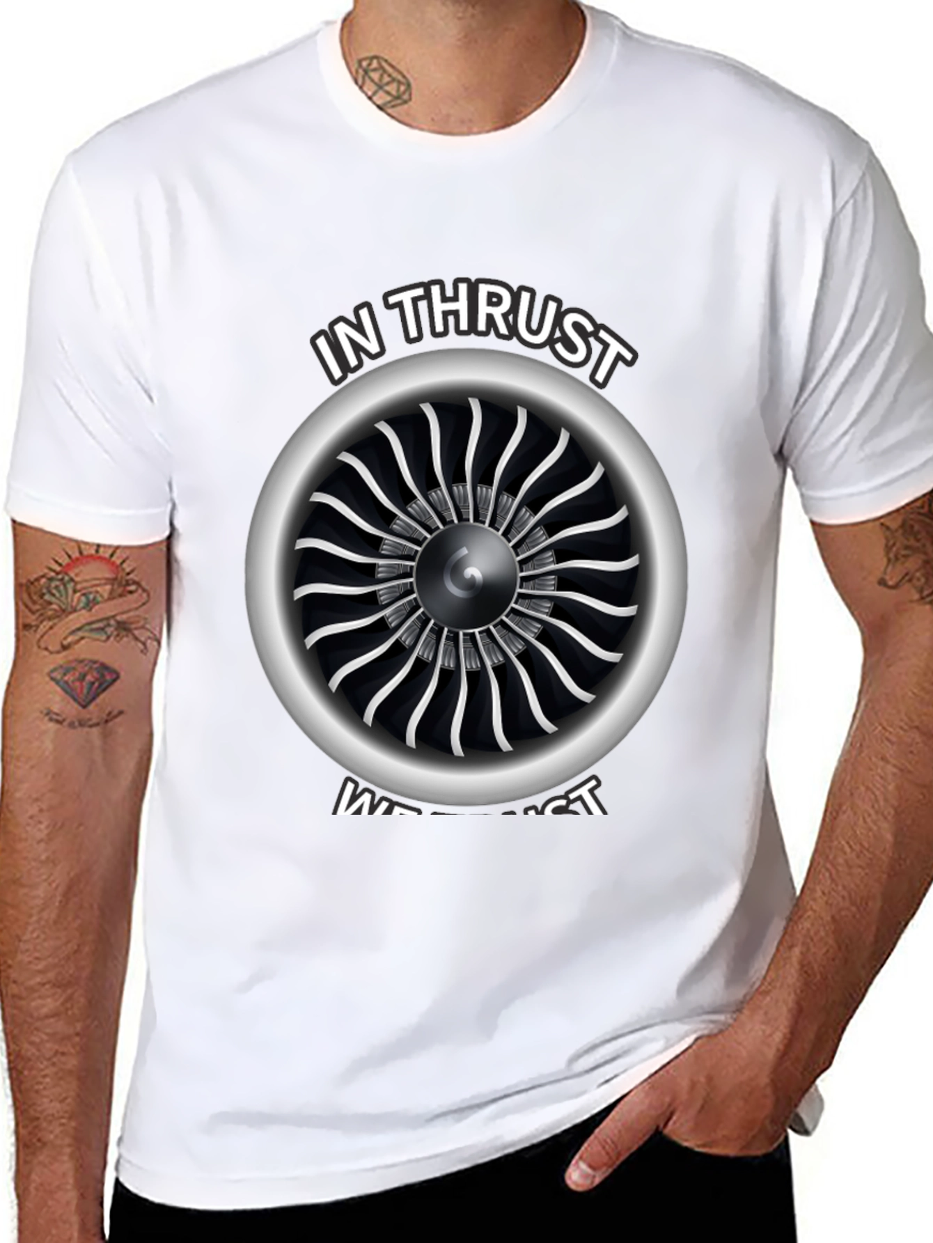 In Thrust We Trust Jet Engine Graphic Tee