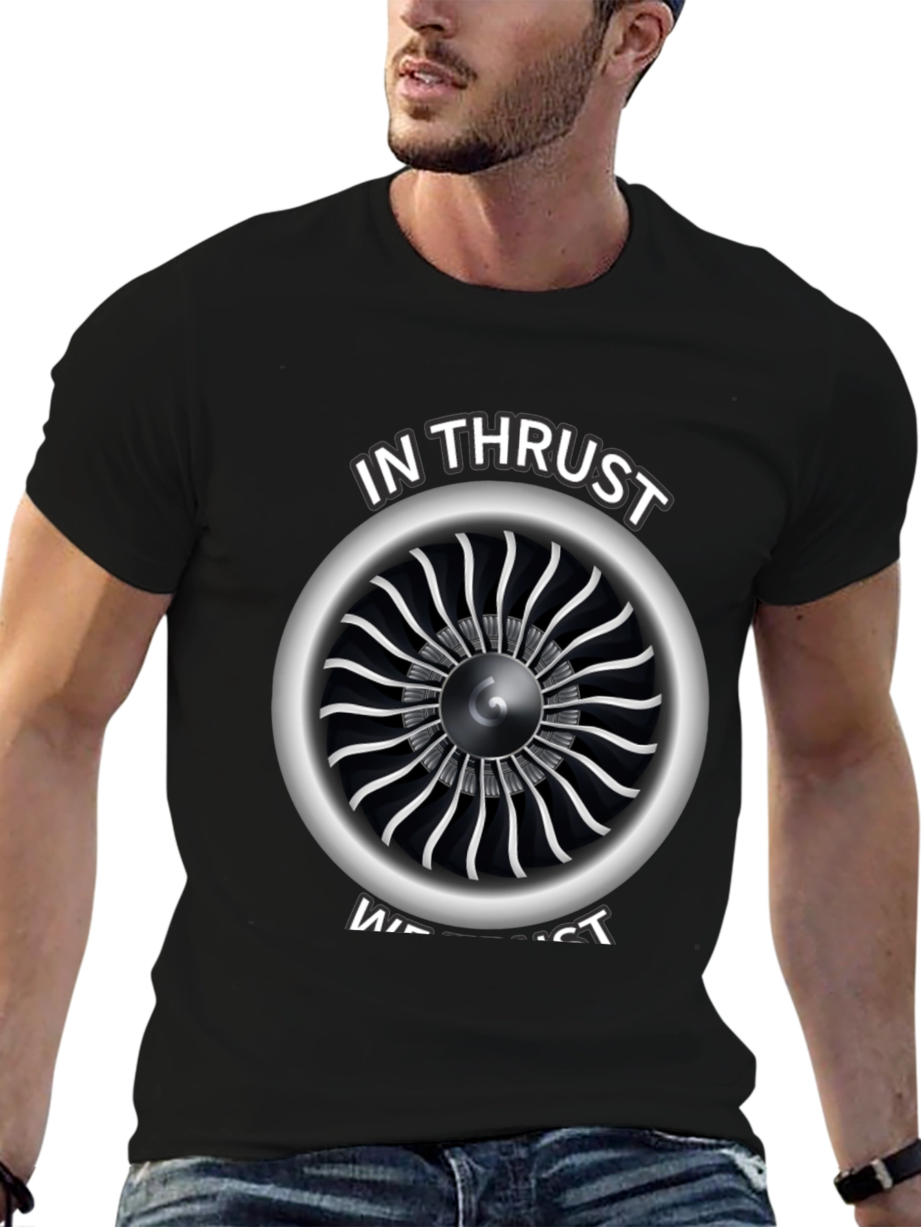 In Thrust We Trust Jet Engine Graphic Tee