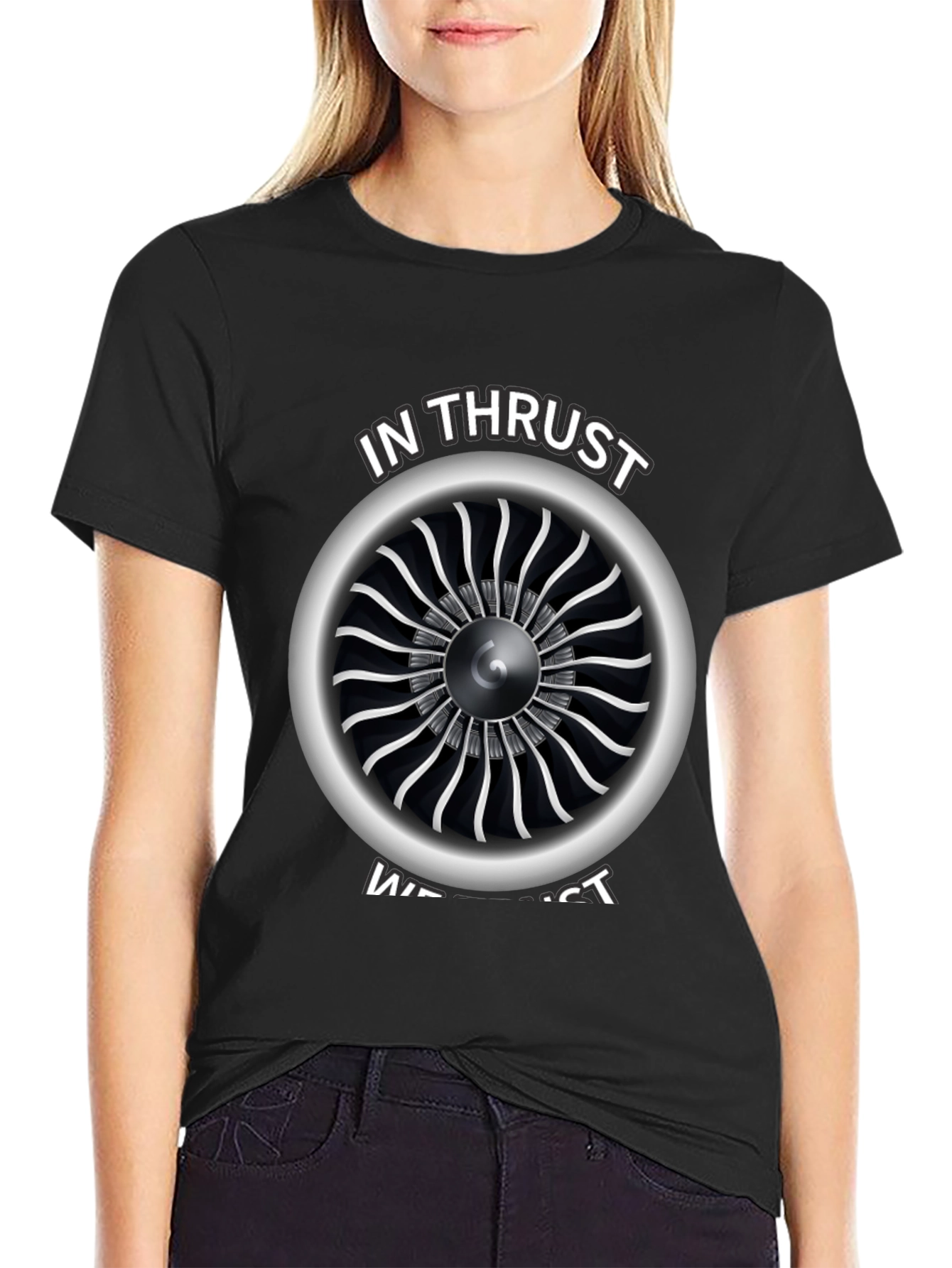 In Thrust We Trust Jet Engine Graphic Tee