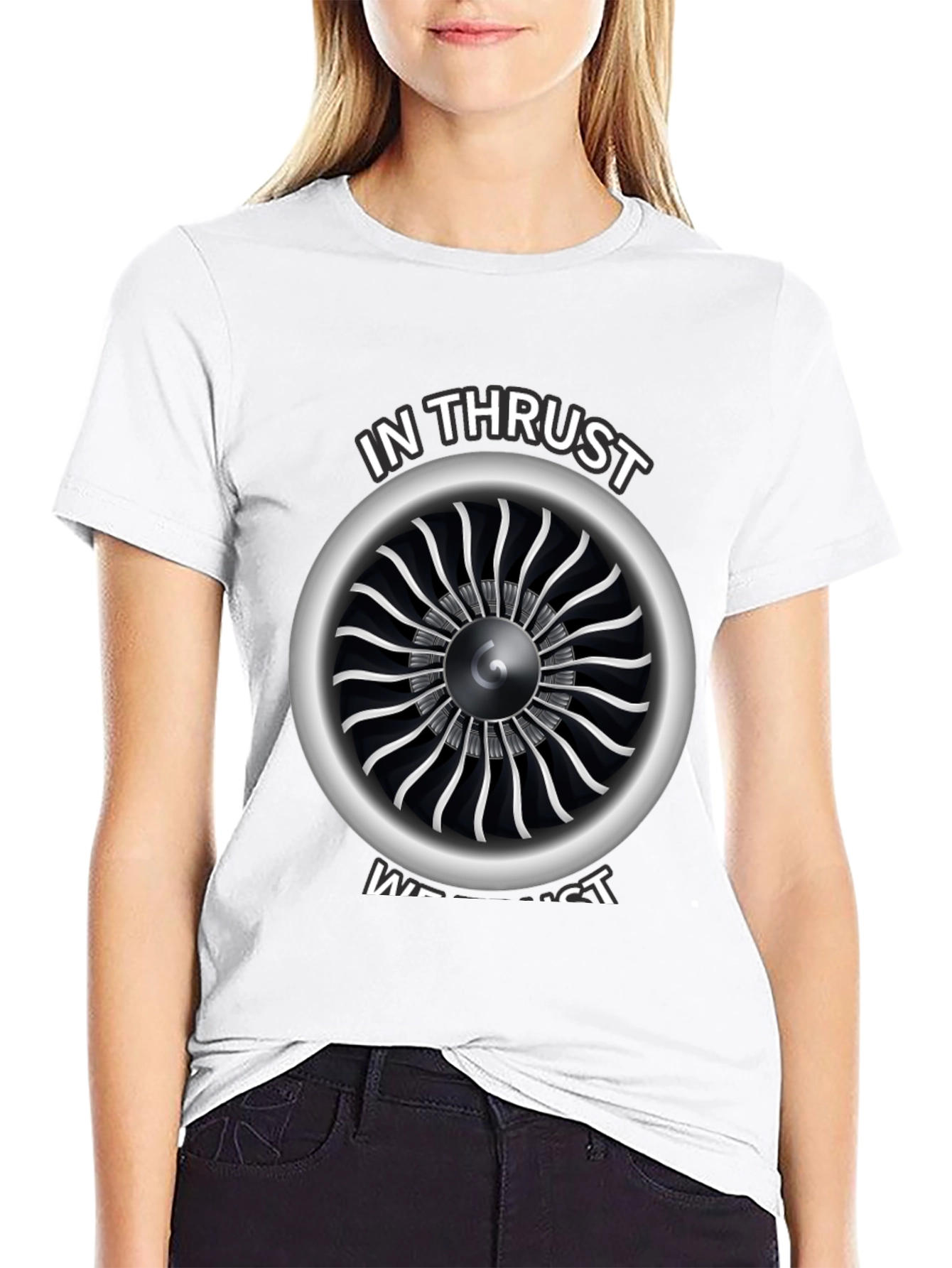 In Thrust We Trust Jet Engine Graphic Tee