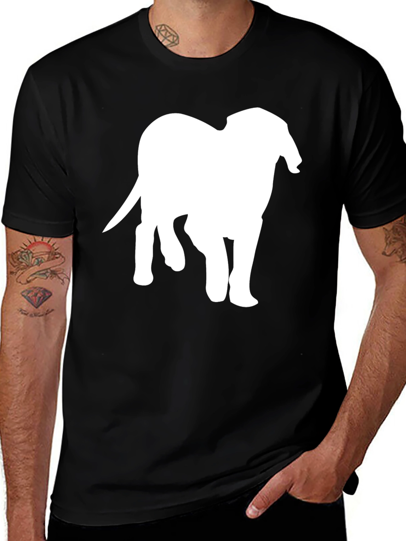 Elephant Silhouette Black T-Shirt