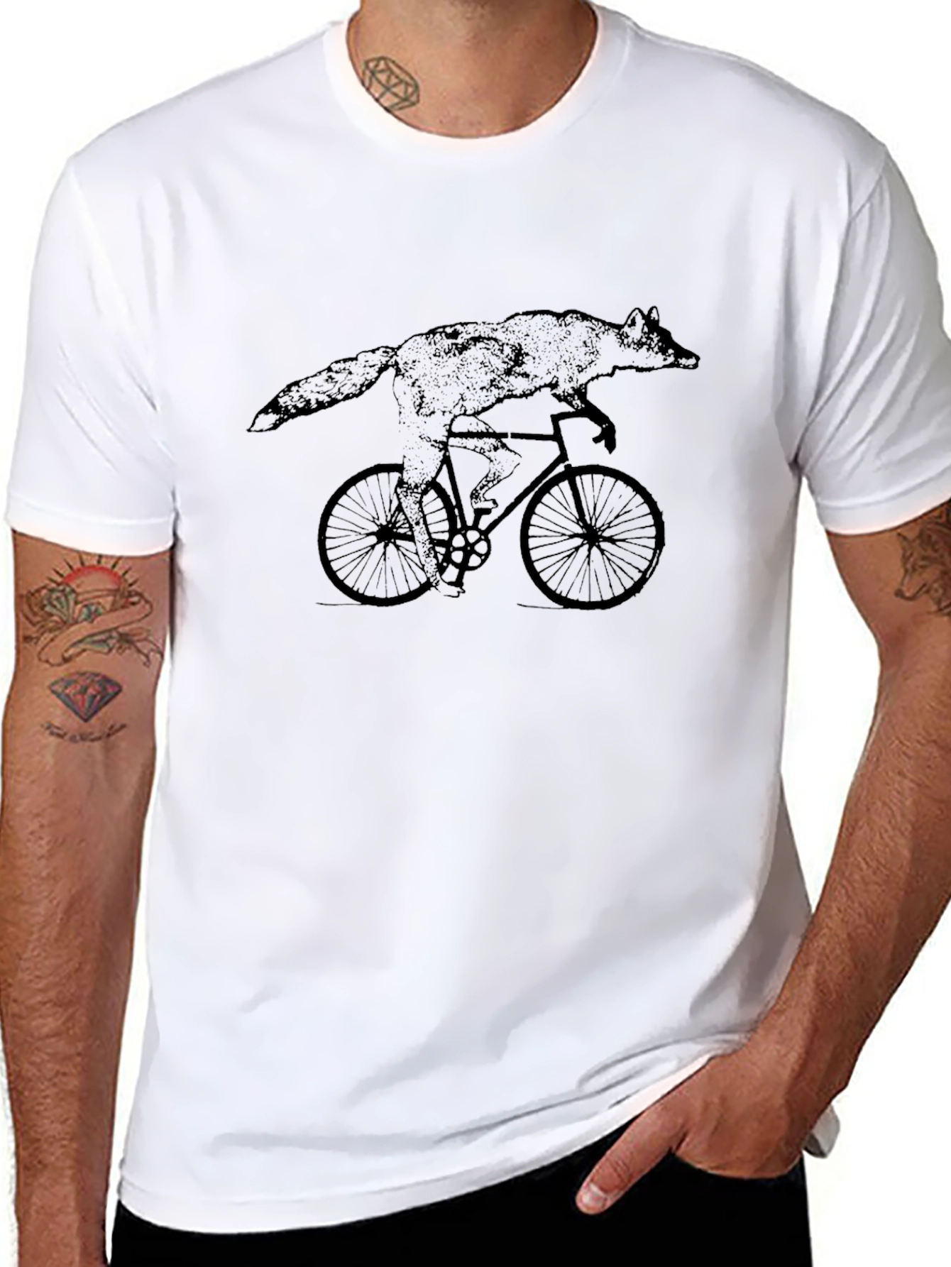 Coyote on Bicycle Graphic Tee - Unisex Black T-Shirt