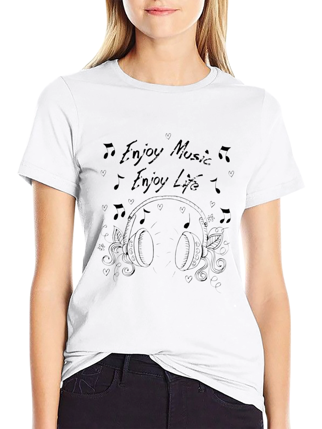 Enjoy Music Enjoy Life Black Graphic Tee