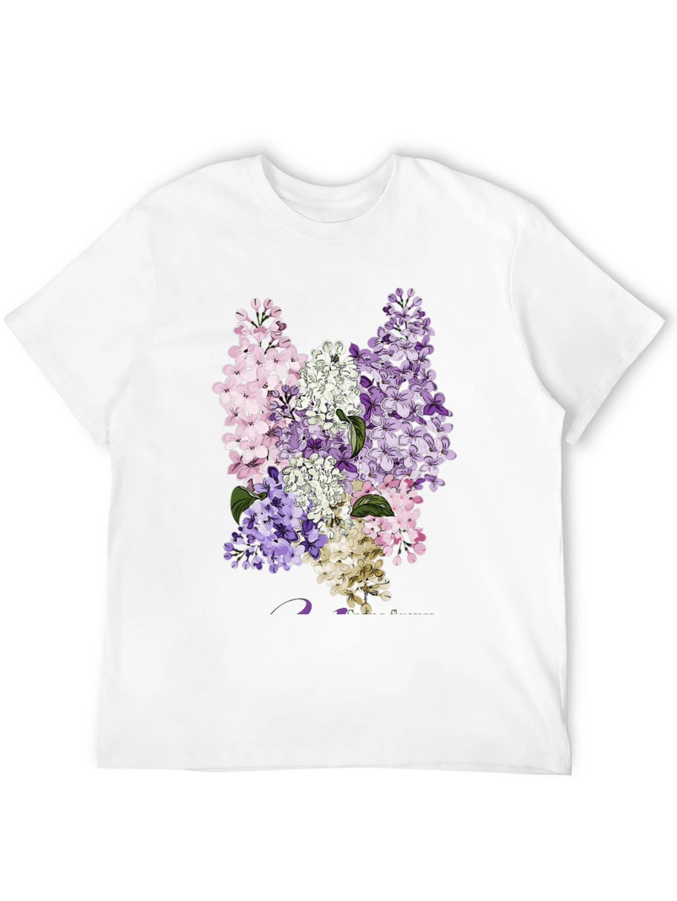 Floral Lilac Print Black T-Shirt