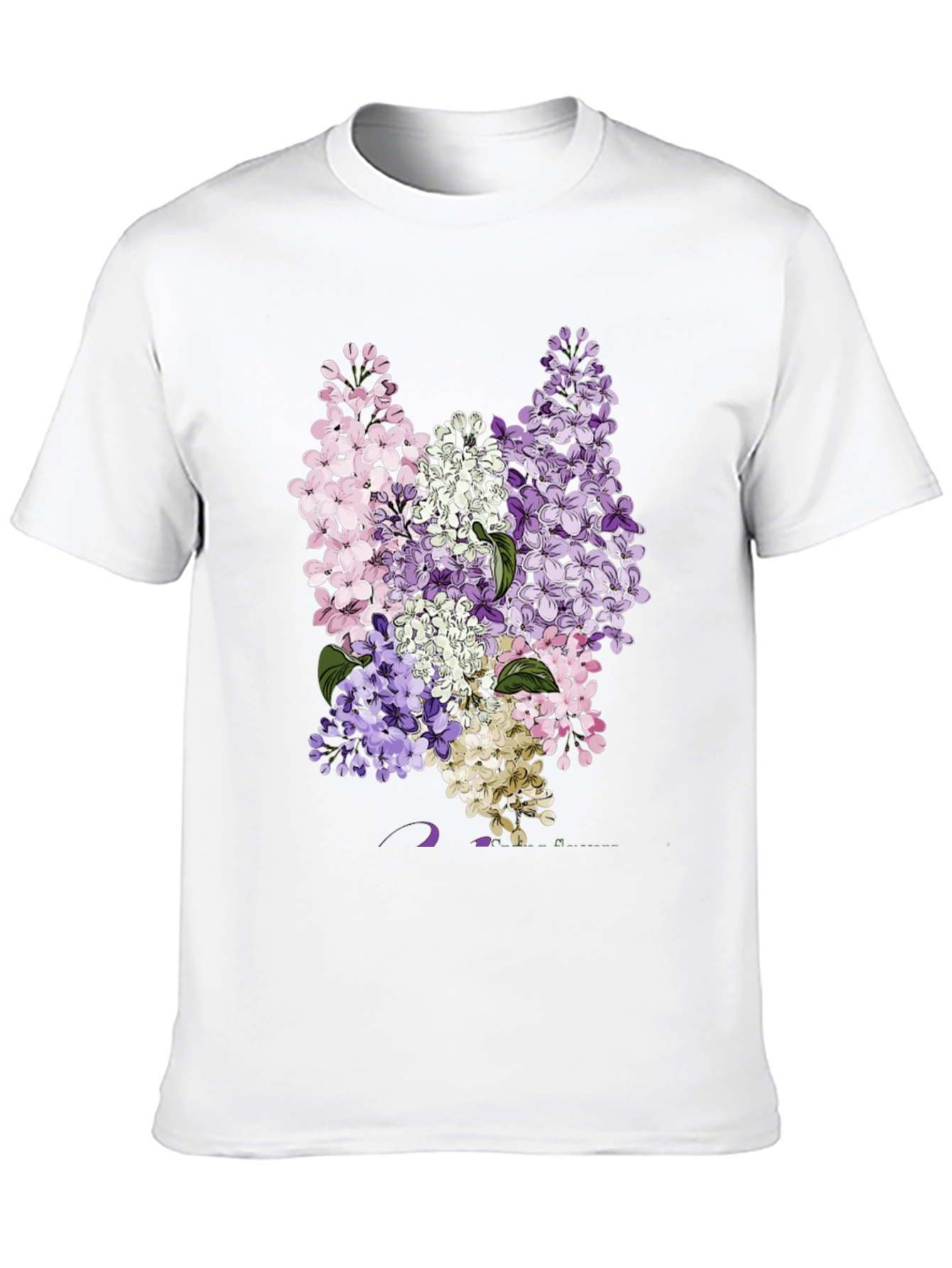 Floral Lilac Print Black T-Shirt