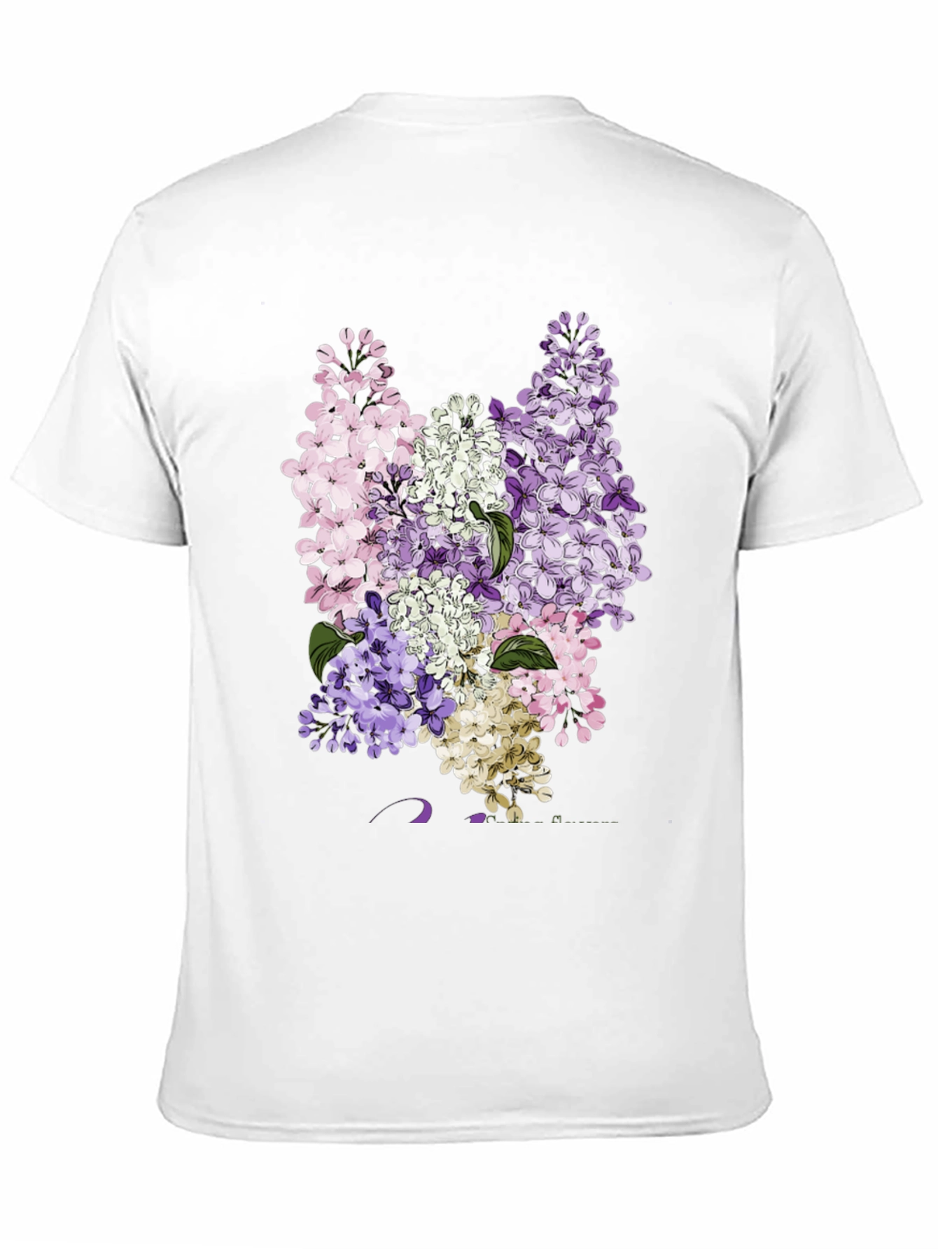 Floral Lilac Print Black T-Shirt