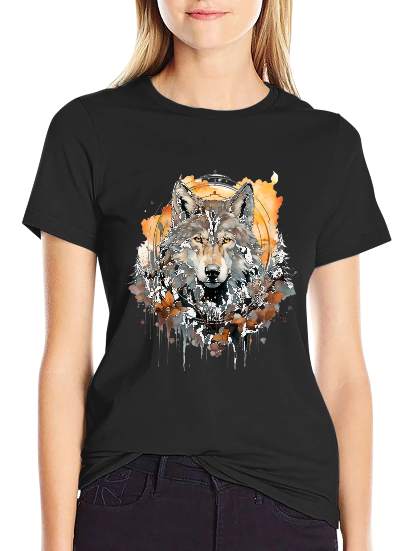 Wolf Art T-Shirt - Black Graphic Tee