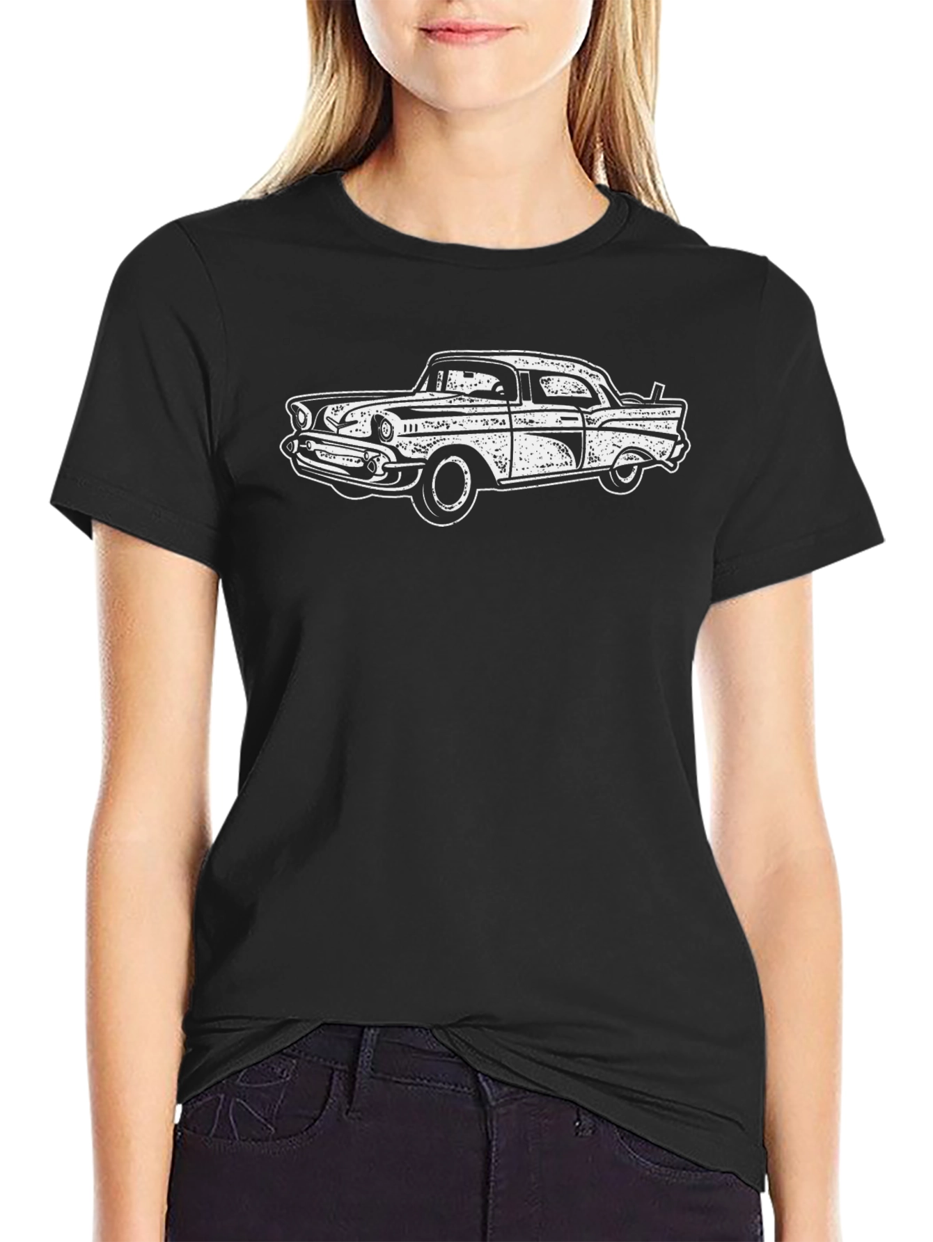 Classic Car Graphic Tee - Retro Style Black T-Shirt